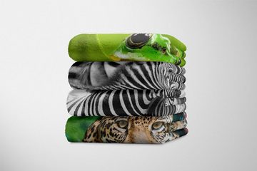 Sinus Art Handtücher Handtuch Strandhandtuch Saunatuch Kuscheldecke mit Tiermotiv Zebras Schwarz Wei, Baumwolle-Polyester-Mix (1-St), Handtuch