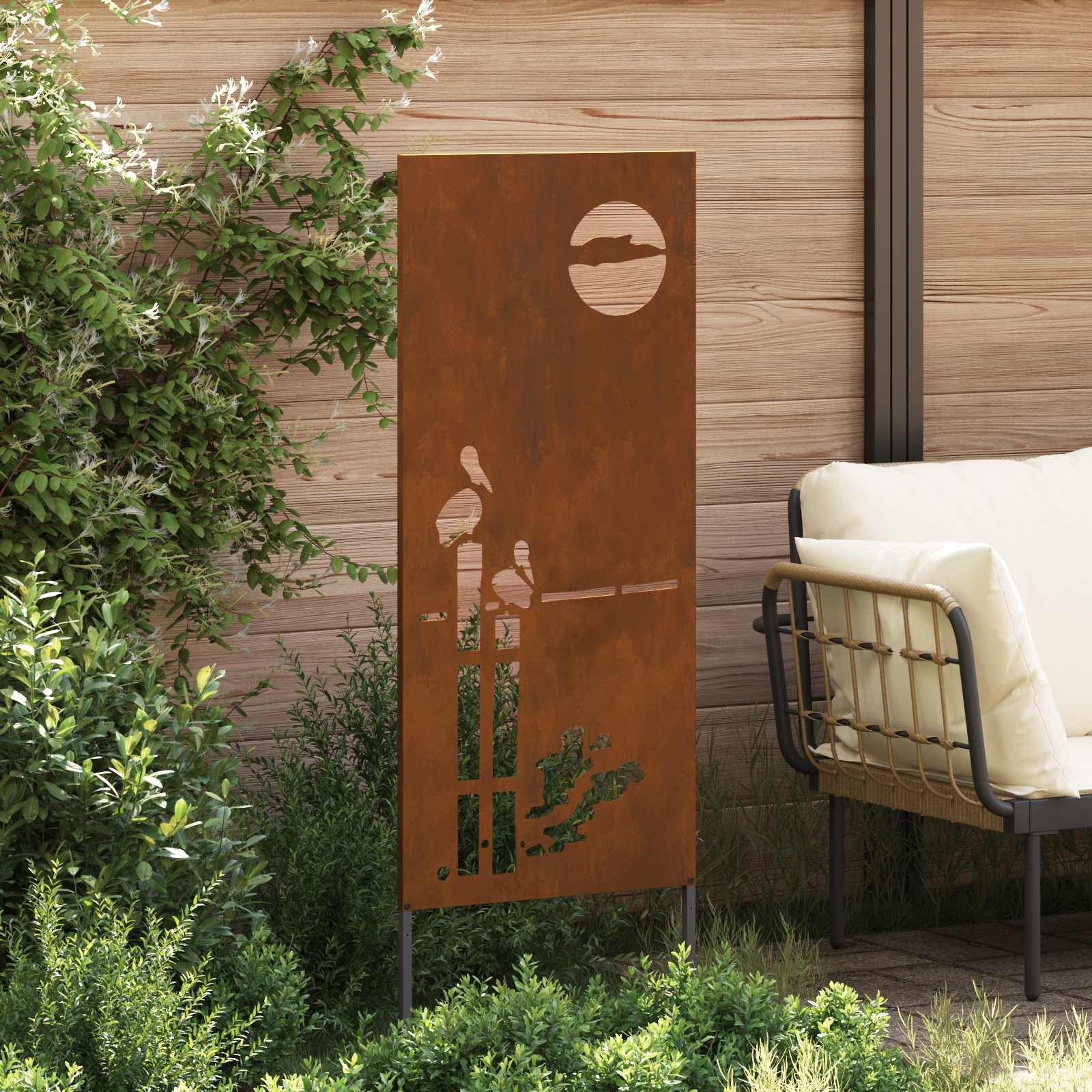 vidaXL Wandbild Garten Sichtschutz-Leinwand Rostig 50 x 140 cm Wetterfeststahl, (1 St)