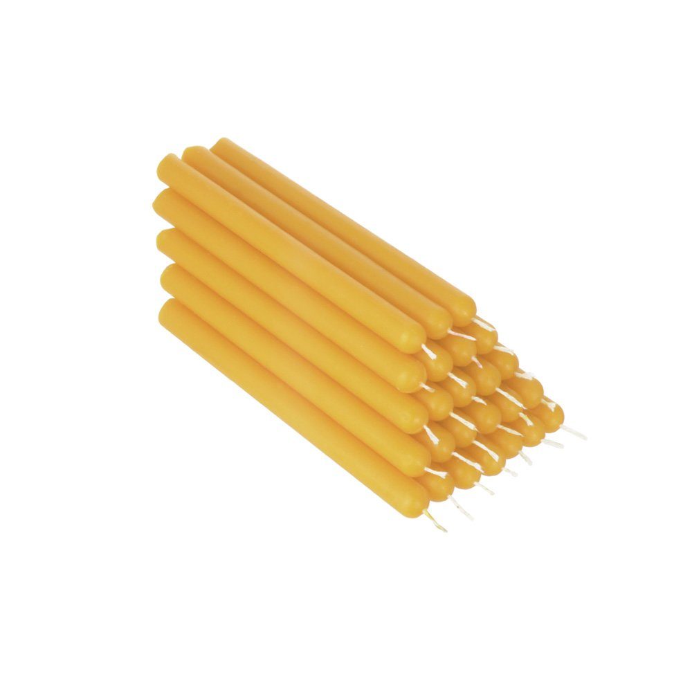 NKlaus Formkerze 25x Gelbe Bienenwachs 12cm Tafelkerze Ritualkerze