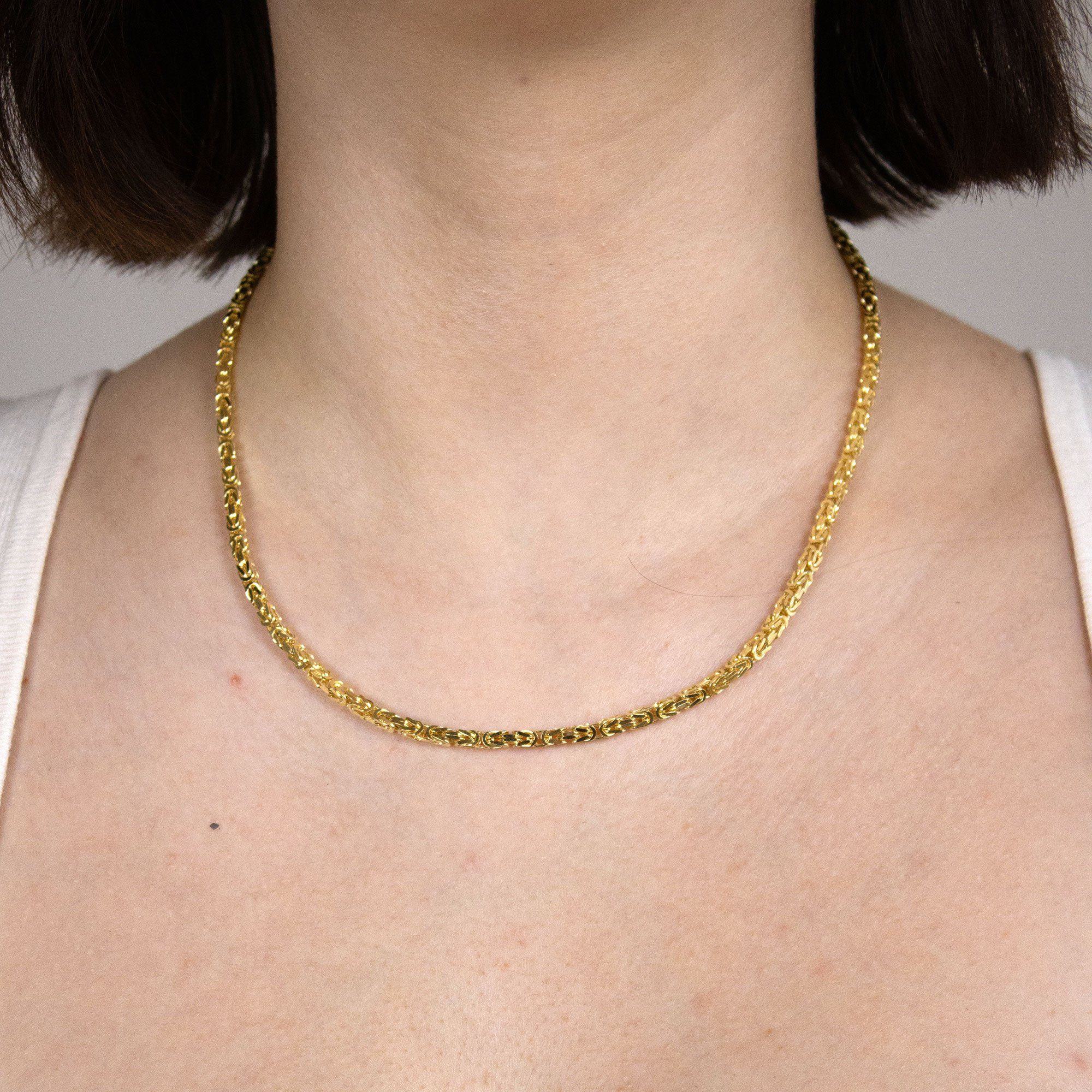 HOPLO Königskette Goldkette Königskette Halskette Breite 4,0 mm 55 cm 750-18 Karat Gold, Made in Germany