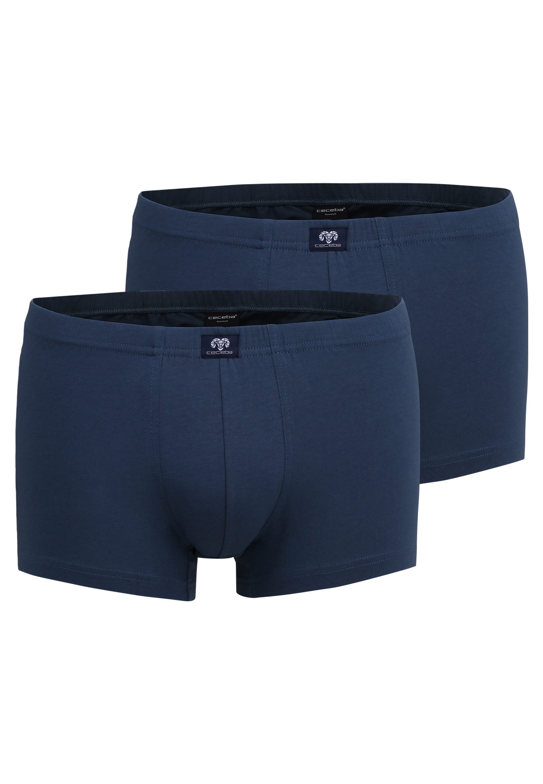 CECEBA Boxershorts CECEBA Herren Pants blau uni 2er Pack (2-St)
