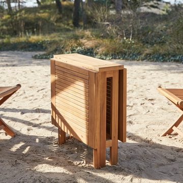 Tikamoon Garten-Essgruppe Capri Klappbare Outdoor Gartenmöbel Set aus massiver Akazie 4 Stühle