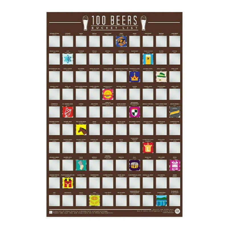 GIFT REPUBLIC Poster 100 Beers, Bier Liste Bucket Rubbel Bild (Packung, 1 St), ca. 42 x 59 cm, interaktiv