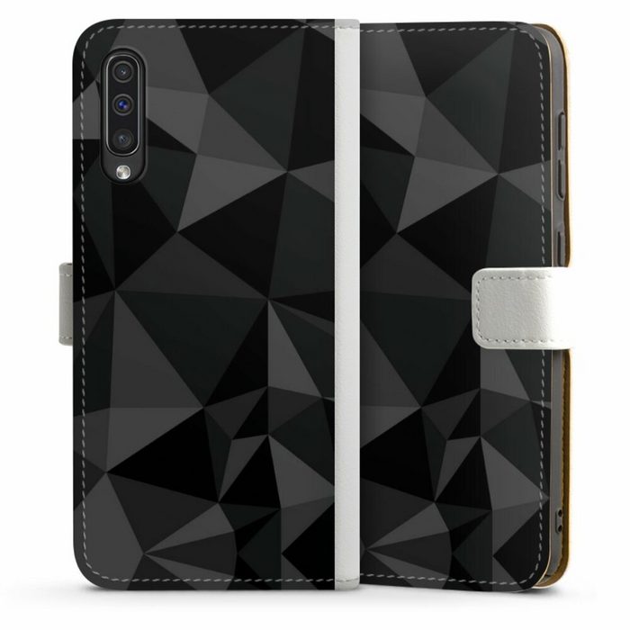 DeinDesign Handyhülle Geometric Muster Abstrakt Polygon Pattern Black Samsung Galaxy A50 Hülle Handy Flip Case Wallet Cover