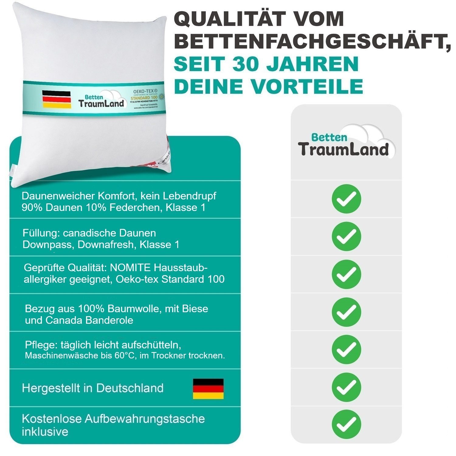 Canada Daunenbettdecke Canada Dreams Luxus Winter Daunendecke PLUS Wärmegrad 4, Füllung: canadische Daunen, Federchen Klasse 1, Bezug: 100% Baumwolle, Wärmeklasse 4, beste Qualität Klasse 1