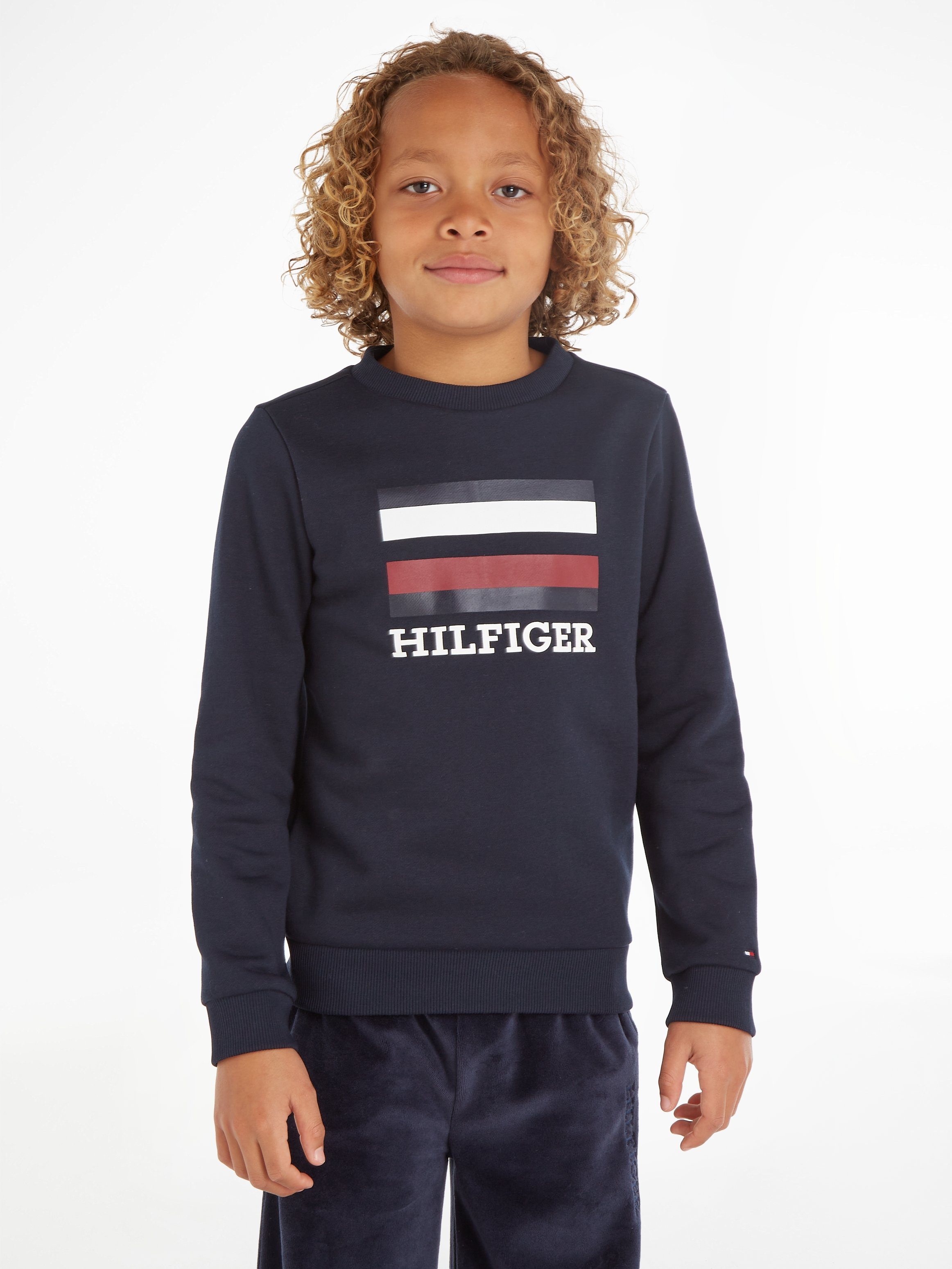 LOGO Flag Tommy Hilfiger mit TH Hilfiger großer & Desert_Sky Logo-Schriftzug Sweatshirt SWEATSHIRT