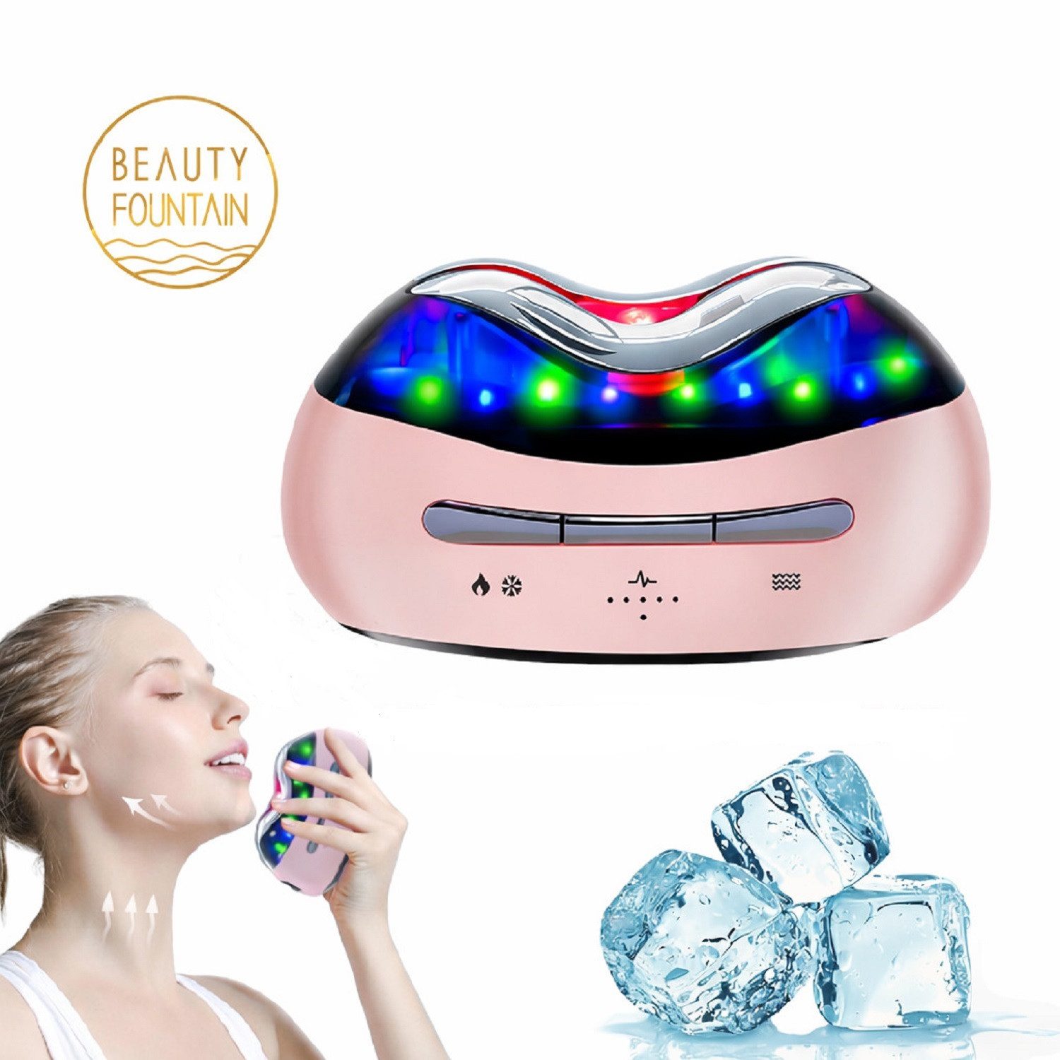 COOL-i ® Anti-Aging-Gerät Multifunktionales Heiß & Kalt Beautygerät,EMS, LED Licht & Vibration, Für Gesicht, Hals & Körper, kabellos, IPX6