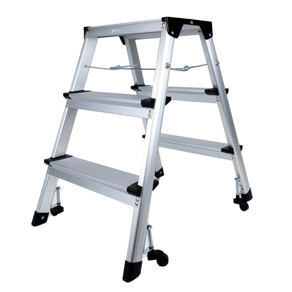 Dönges Schiebeleiter Klappleiter mit Rollen, 3 Stufen günstig online kaufen