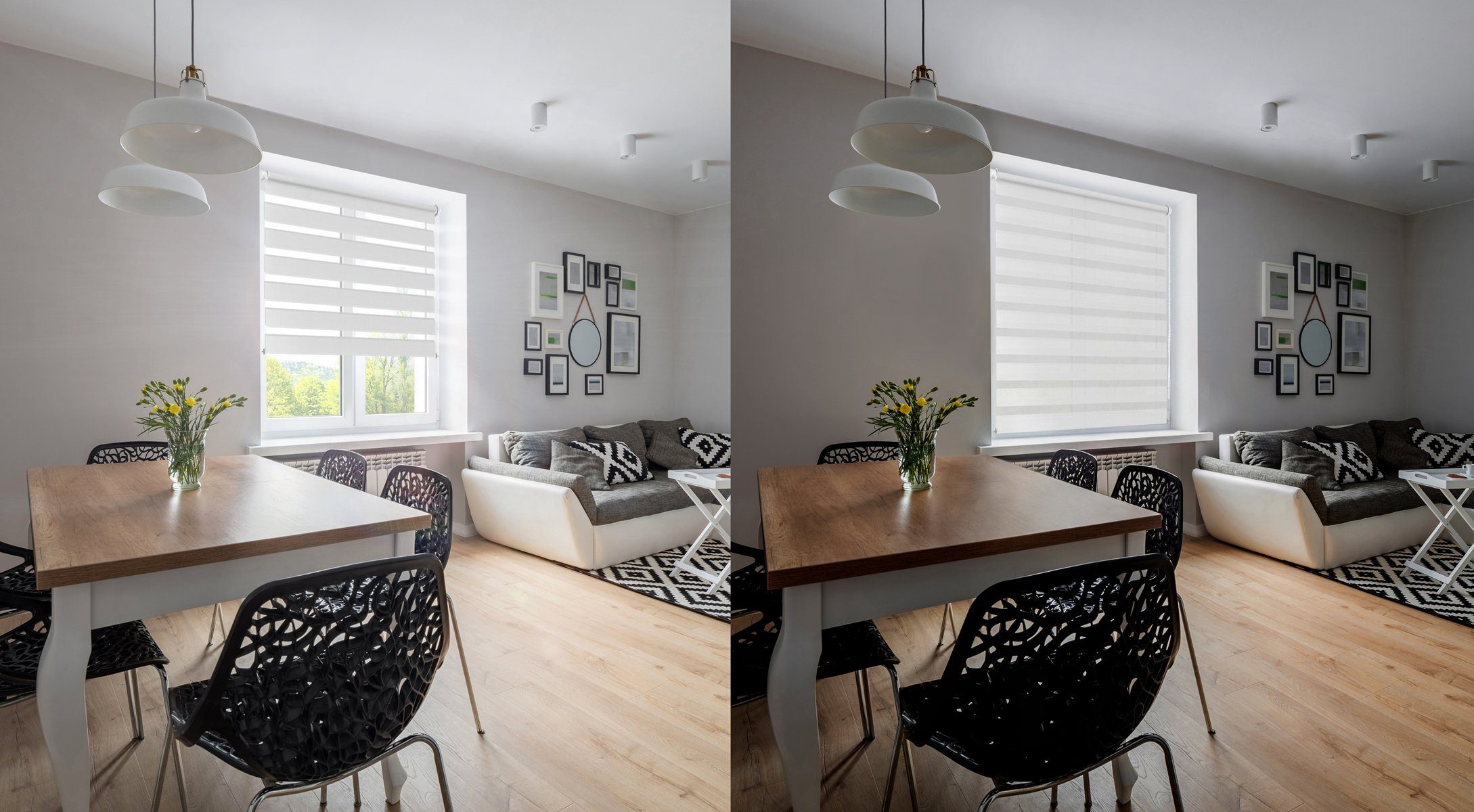 Doppelrollo "NOA", Duo-Rollo, DomDeco, Klemm- oder Schraubmontage, Klemmbar, Kettenzug, ohne Bohren, Sicht- und Blendschutz