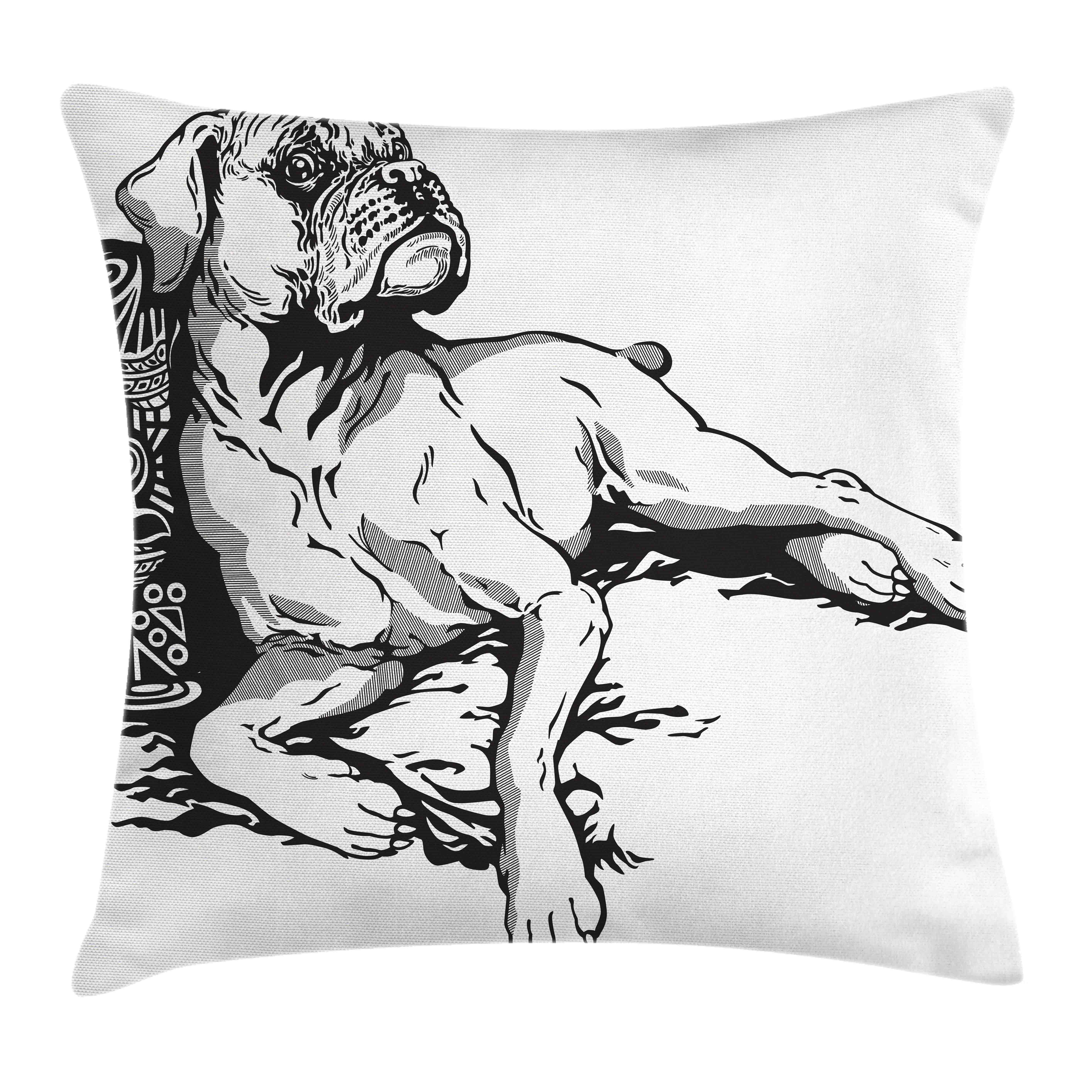 Abakuhaus Kissenbezüge Kissenhülle mit Farbfesten Klaren Farben Beidseitiger Druck, (1 Stück), Boxer-Hund Tier Tribal Elements
