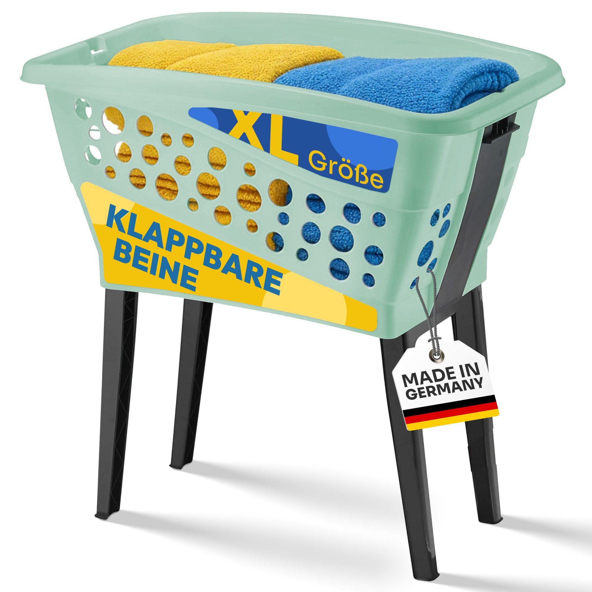 Gardissimo Wäschekorb Wäschewanne mit Beinen mint klappbar mit Füßen 50 L I günstig online kaufen
