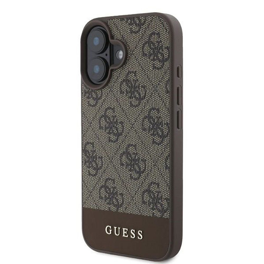 Guess Handyhülle Schutzhülle Cover, 4G-Musterdruck, Kontraststreifen, Kunstleder-Optik