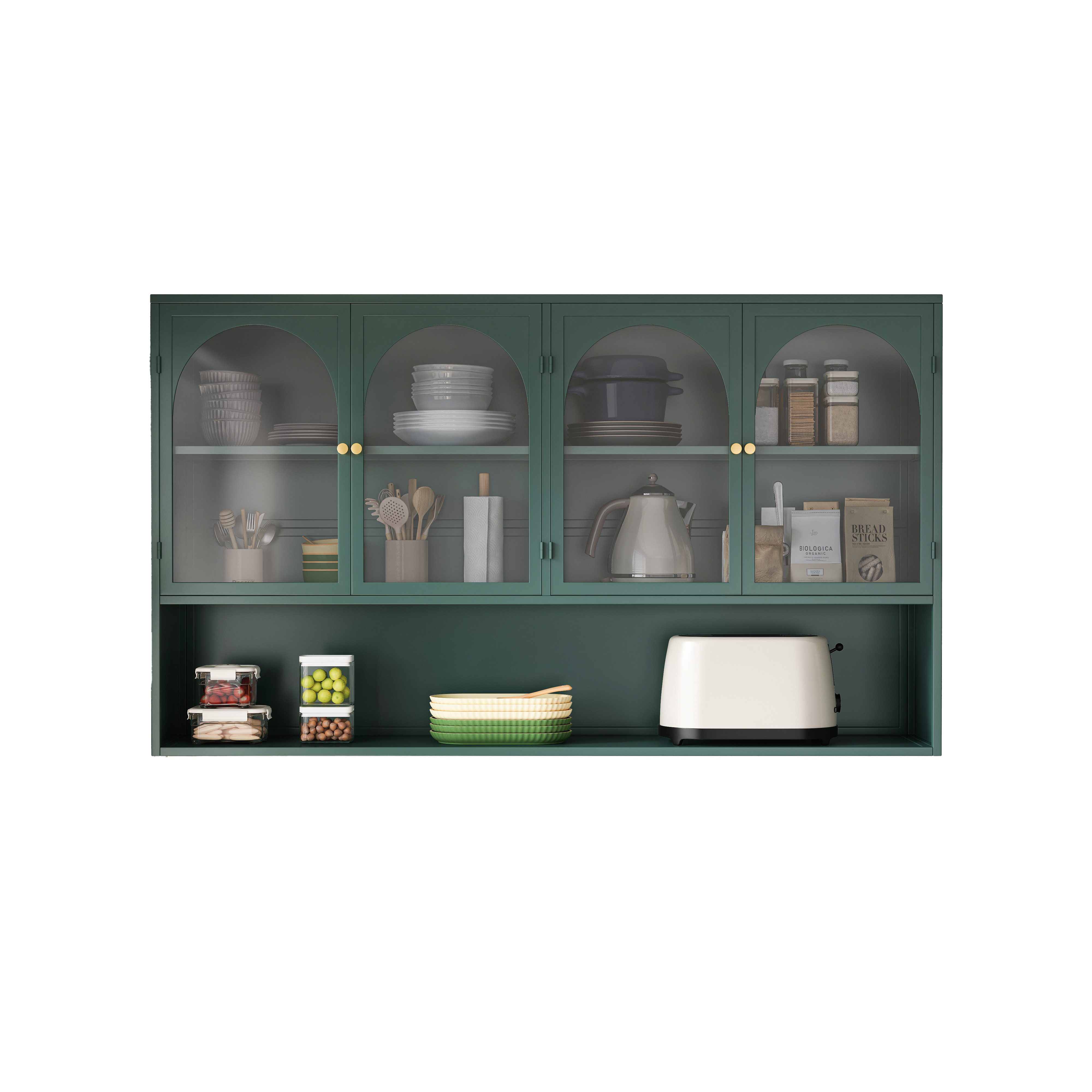 OKWISH Wandhängeschrank Hängeschrank,Four-door,Glass Wall Cabinet Storage, günstig online kaufen
