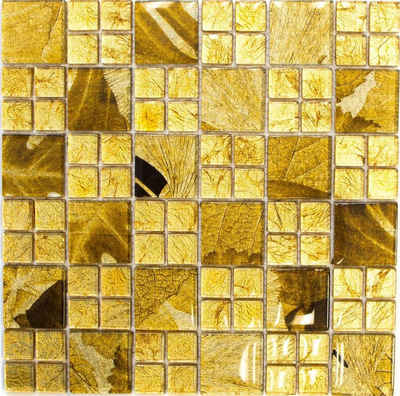 Mosani Mosaikfliesen Glasmosaik gold Mosaikfliese Desert Fliesenspiegel Küche Duschwand