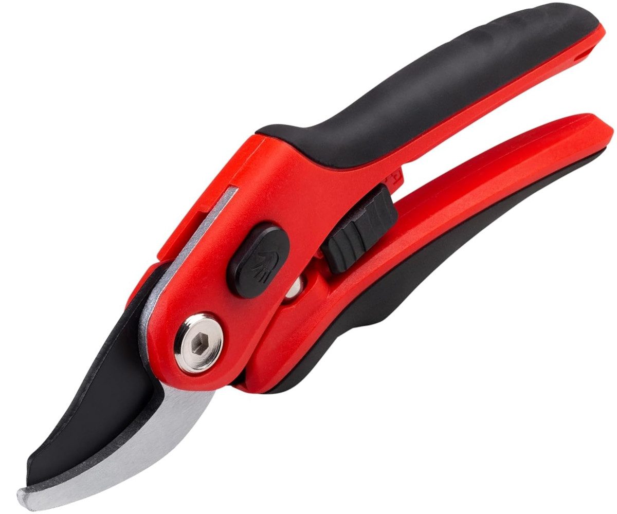Meister Werkzeuge Gartenschere Gartenschere Bypass Rosenschere, Karbonstahl, Griffweite, 16 mm, (Einzelartikel, 1-tlg), Soft-Touch-Griff, beschichtete Klinge