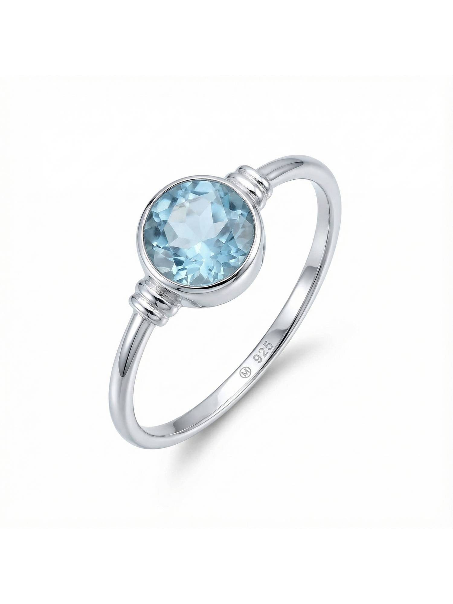 Silberring TOLU aus 925 Silber mit blau Topas