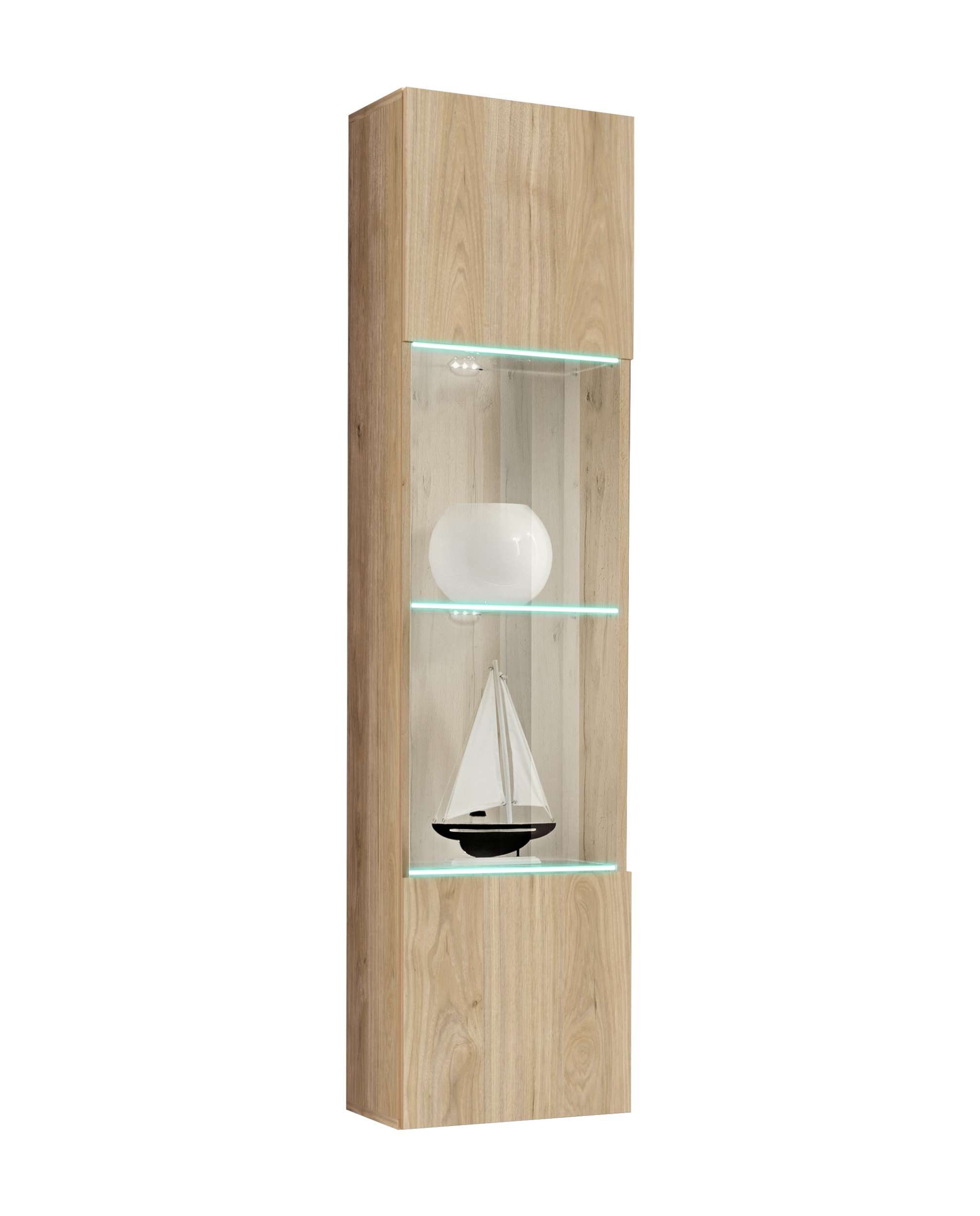 99rooms Vitrine Fli T42 (Hängevitrine, Glasvitrine, Wohnmöbel) wechselbarer Türanschlag, mit Push-to-Open, LED