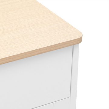 Ulife Sideboard Weiß Küchenschrank mit 4 Türenmit Glas,2 Schubladen, 120x37x80 cm