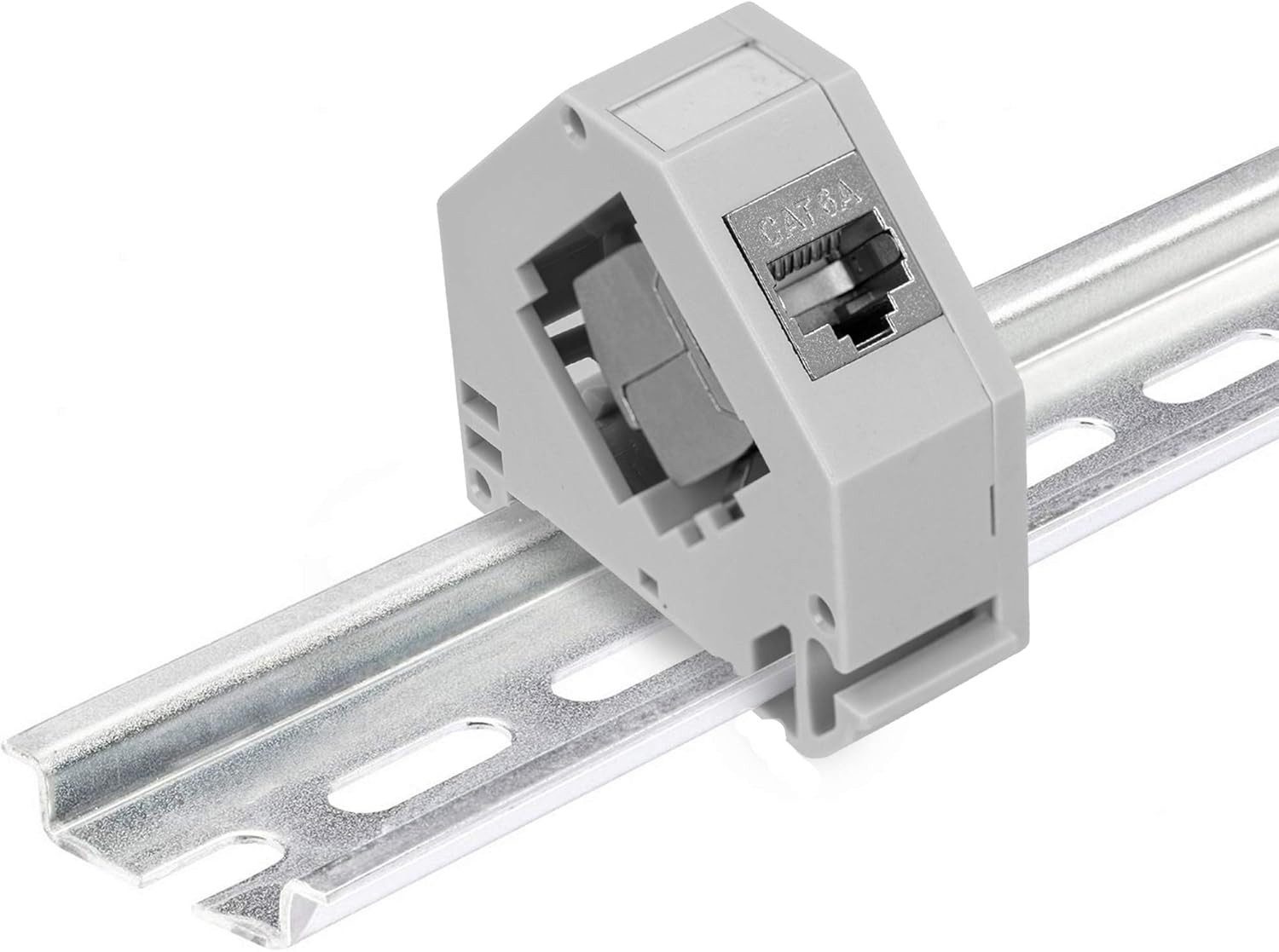 kwmobile Keystone Modul Set mit Hutschienenadapter - 2x CAT 6A Netzwerkkabel, (6.18 cm), Keystone Modul + Hutschienenadapter Set