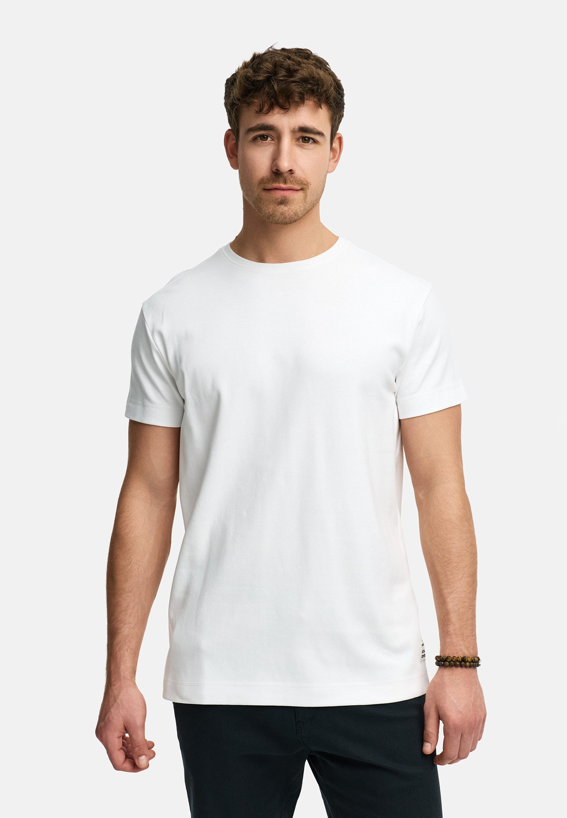 Indicode T-Shirt Herren INSander Shirt Tee Herrenshirt mit dezentem Label-D günstig online kaufen