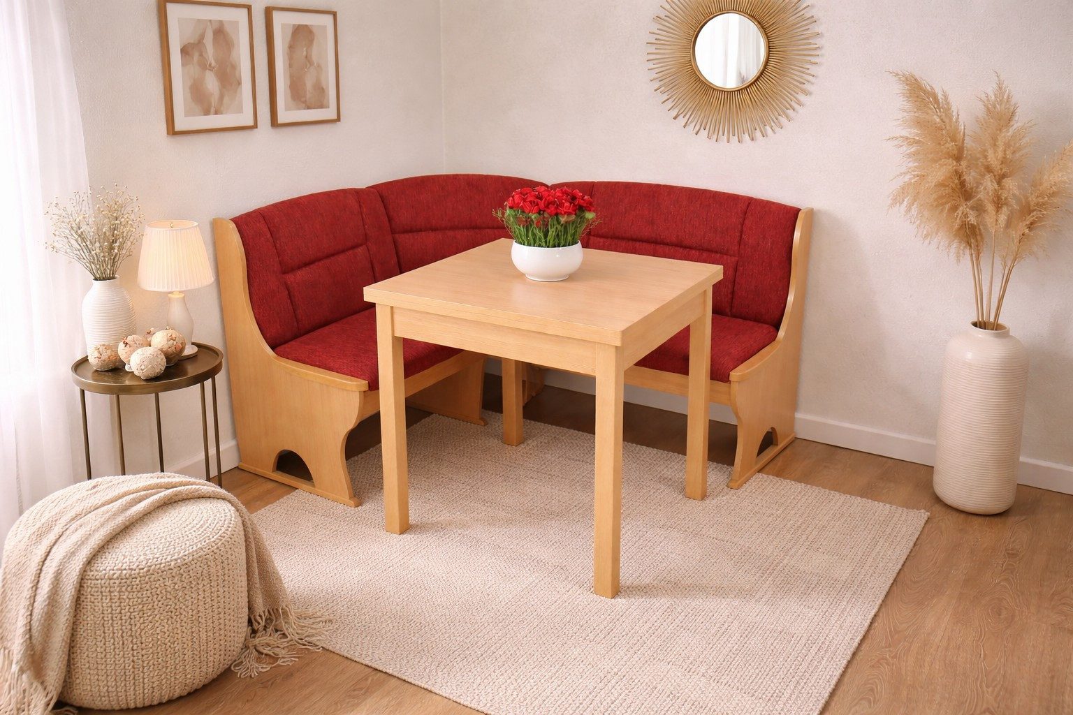 moebel-direkt-online Eckbankgruppe Eckbankgruppe bestehend aus Truheneckbank und Esstisch mit Auszügen, (Spar-Set, 2teiliges Set)