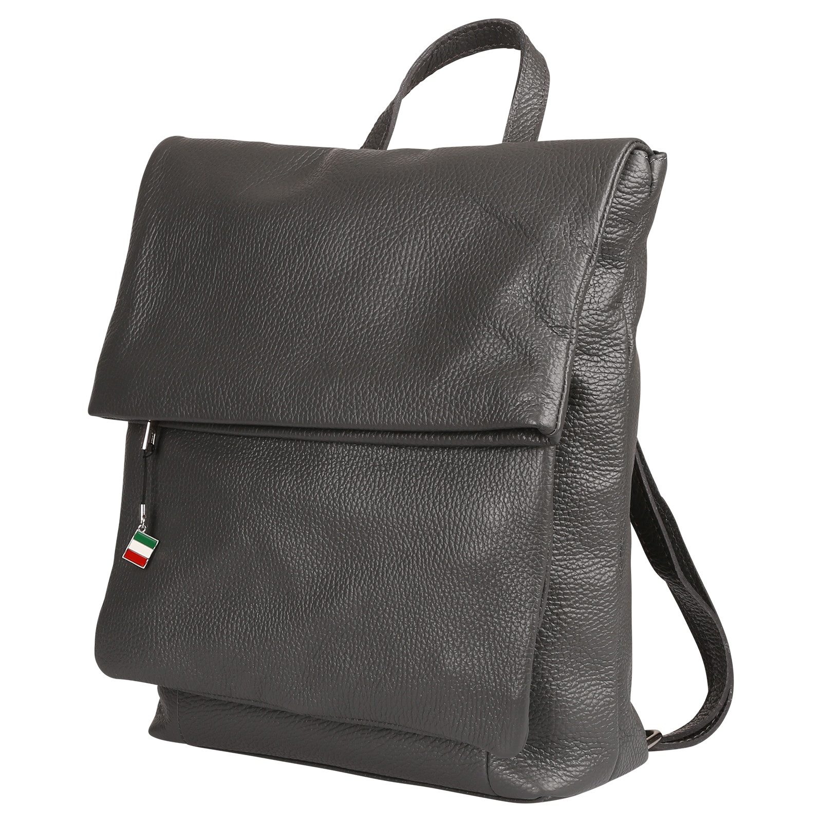 FLORENCE Cityrucksack Florence Rucksack Damen Echtleder, Damen Cityrucksack Leder, grau ca. 32cm x 33cm hoch