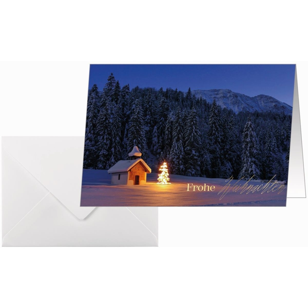 Sigel Klappkarte Weihnachtskarte A6(A5) 210g 10+10 Stück Christmas Chapel Goldprägung