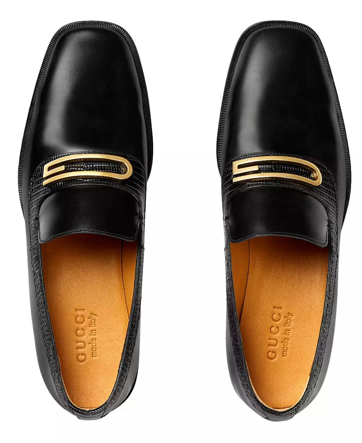 GUCCI G Geometric Slip-On Loafers Mokassin Goldfarbenem G-Hardware auf der Vorderseite