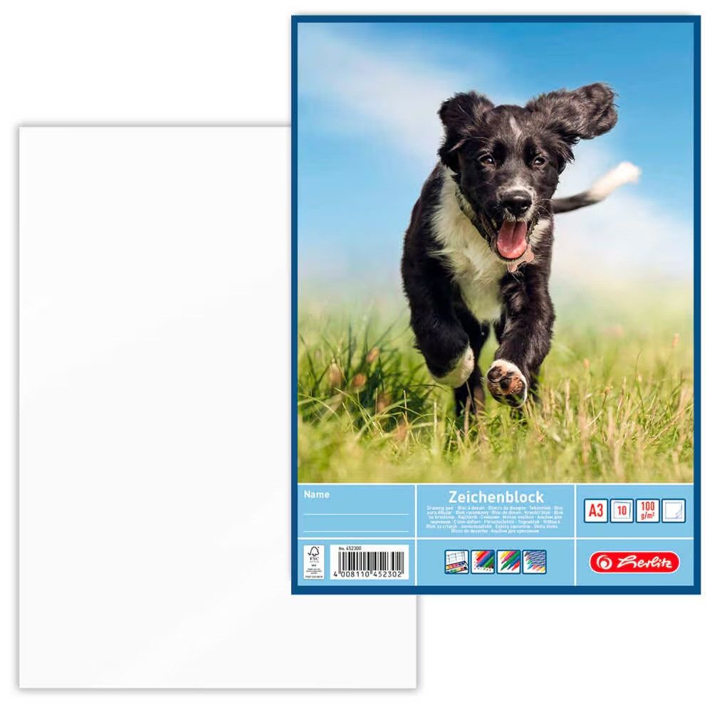 Herlitz Zeichenblock herlitz Zeichenblock DIN A3 100 g/qm, 10 Blatt, 1 Block