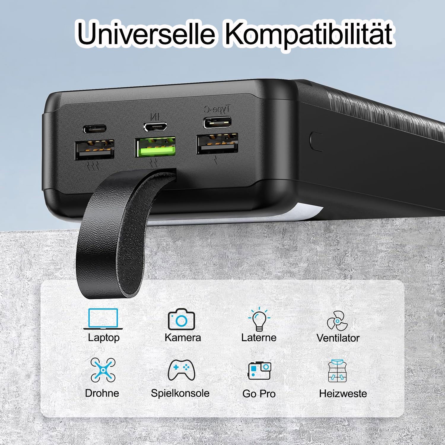 Pdgrid 60000mAh 22,5W Schnellladung Tragbares Ladegerät Externe Akku Powerbank 60000 mAh, Hohe Kapazität ;4 Ausgängen & 3 Eingängen