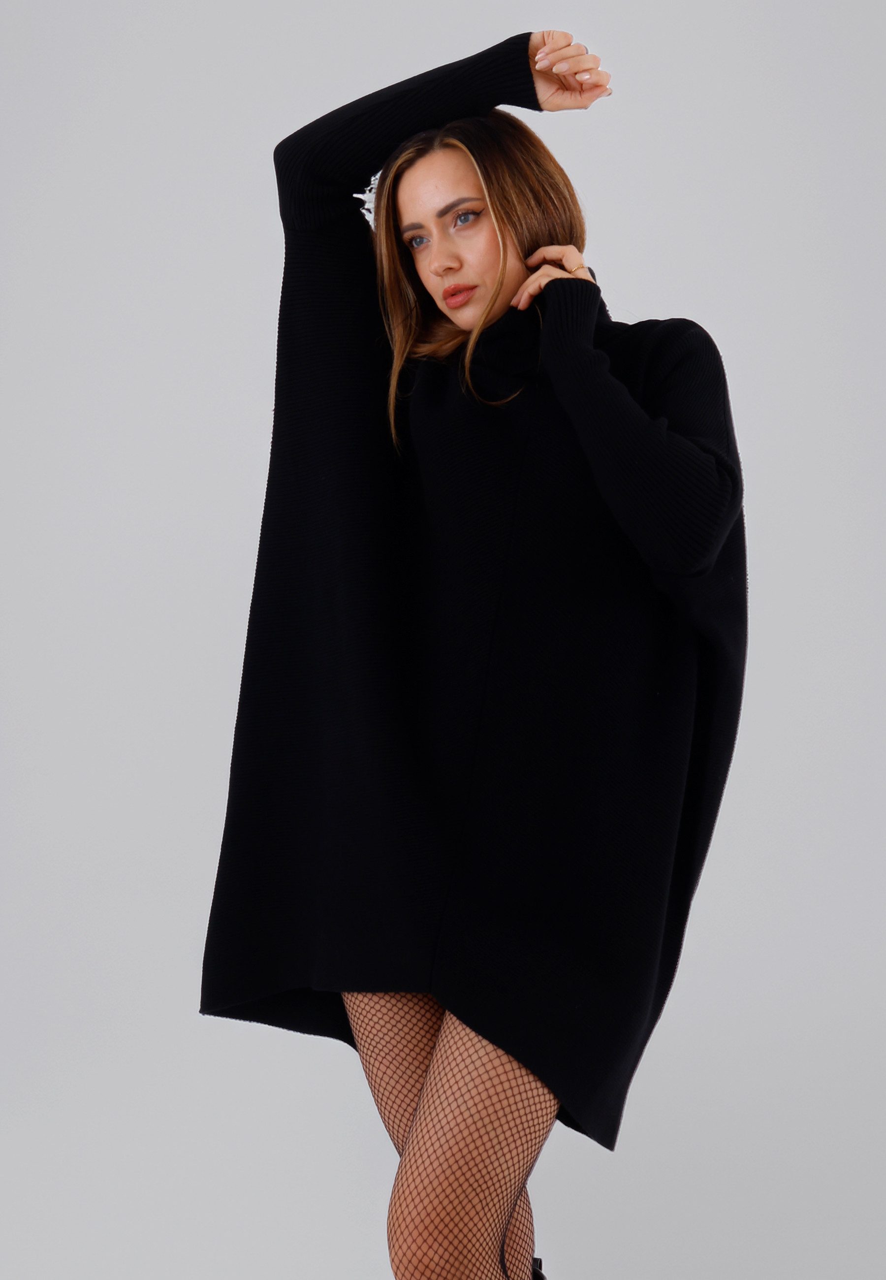 YC Fashion & Style Longpullover „Made in Italy – Oversize-Strickpullover mit Rollkragen“ (1-tlg) in Unifarbe, mit überschnittenen Schultern