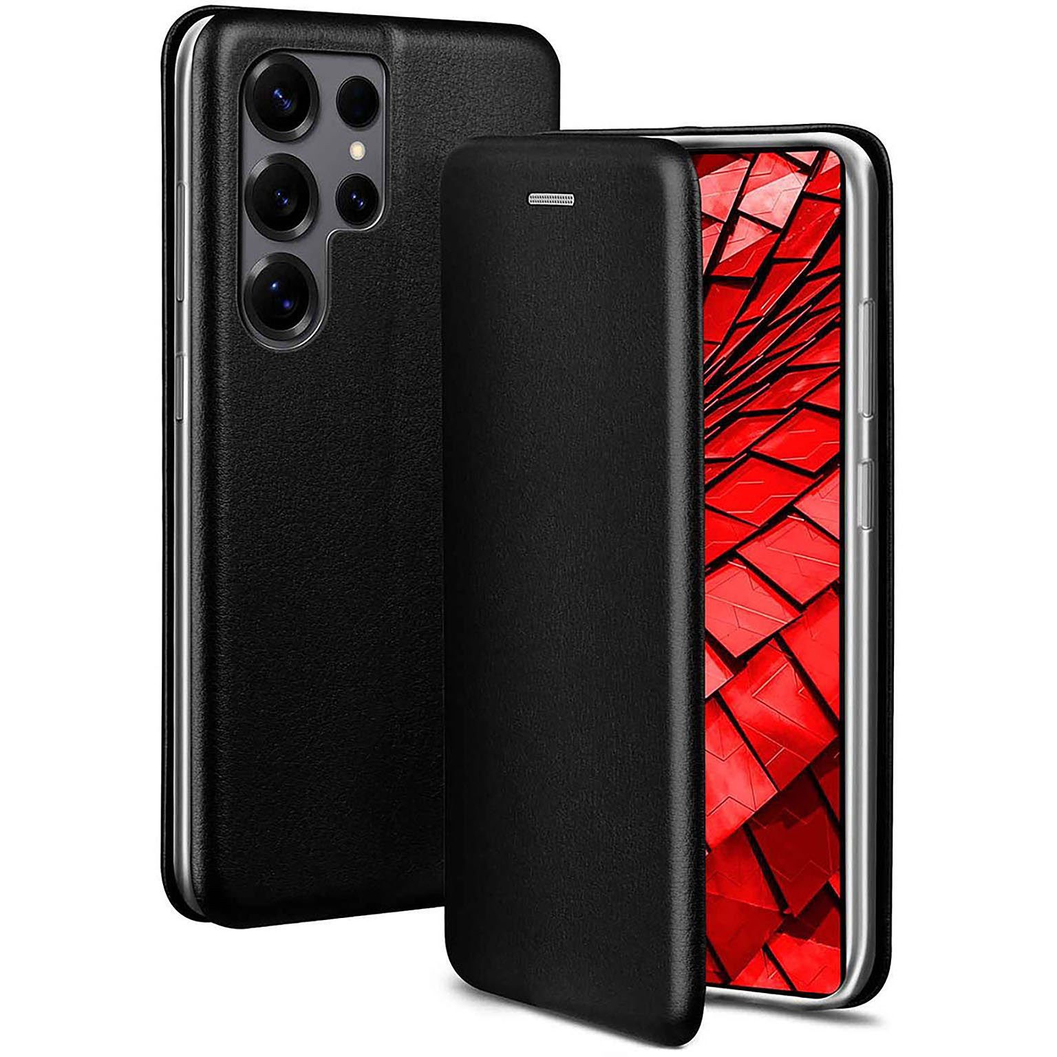 ONEFLOW Handyhülle für Samsung Galaxy S25 Ultra Premium Hülle Business Cover Schwarz 6,9 Zoll, 360 Grad Schutzhülle Flip Case Etui Klapphülle Dünn Leder Handy Tasche