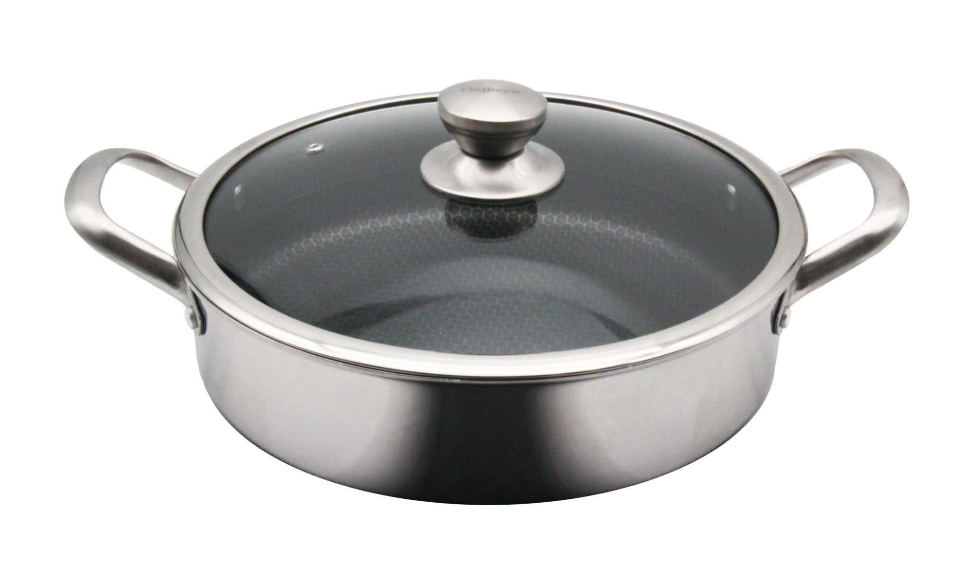 culinario Kochtopf, (1-tlg), Edelstahl Kochtopf flach 28cm Waben-Antihaftbeschicht. 3, 5L Induktion