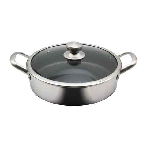 culinario Kochtopf, Edelstahl Kochtopf flach 28cm Waben-Antihaftbeschicht. 3, 5L Induktion