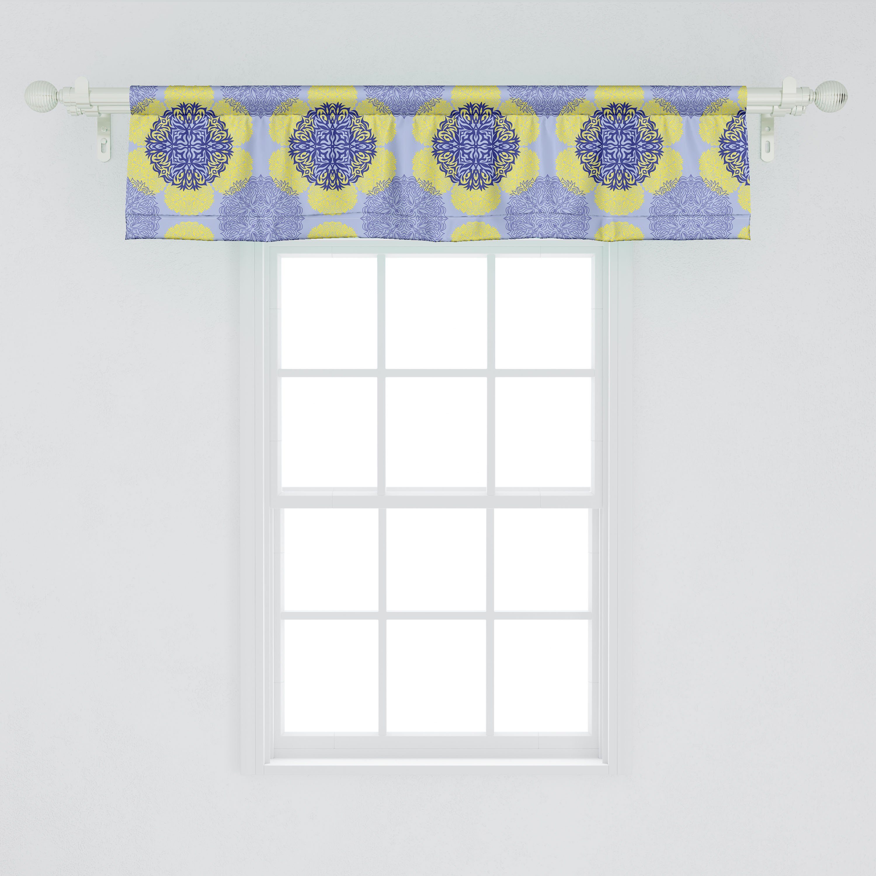 Scheibengardine Vorhang Volant für Küche mit Geometrisch Asian Stangentasche, Style Microfaser, Dekor Symbole Schlafzimmer Abakuhaus, Kunst