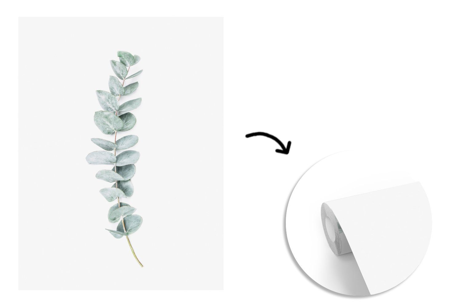 MuchoWow Fototapete - Natur - Weiß, Matt, Tapete (4 St), Wandtapete Wohnzimmer, - bedruckt, Grün Montagefertig für Vinyl Pflanze