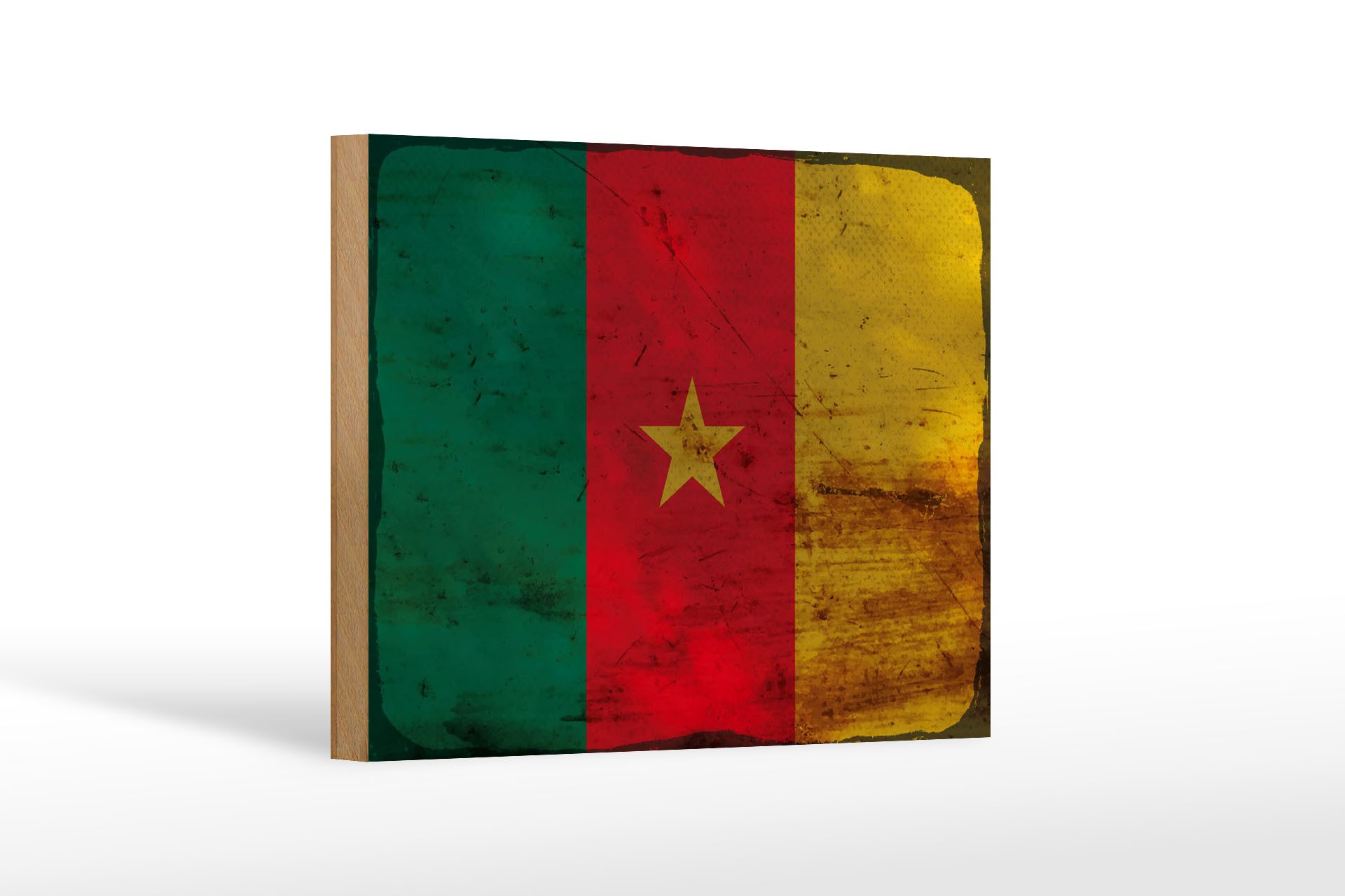 Femer GmbH Holzbild Flagge Kamerun 18x12 cm Flag of Cameroon Rost, Flaggen (1 St), Glatte Holzfaserplatte (MDF), vorn beschichtet
