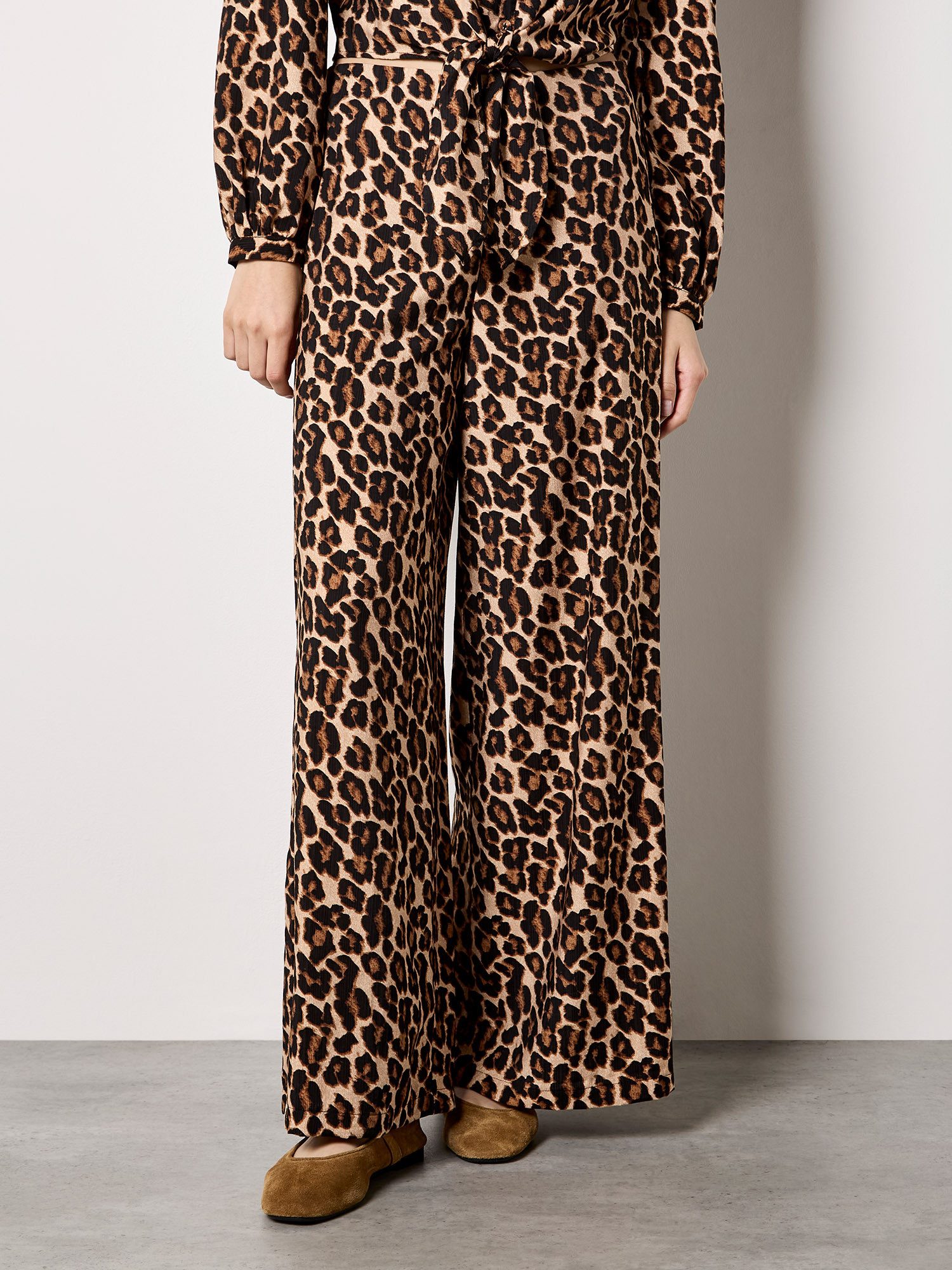 Apricot Stoffhose Hose mit Leopardenmuster und weitem Bein Gemustert günstig online kaufen