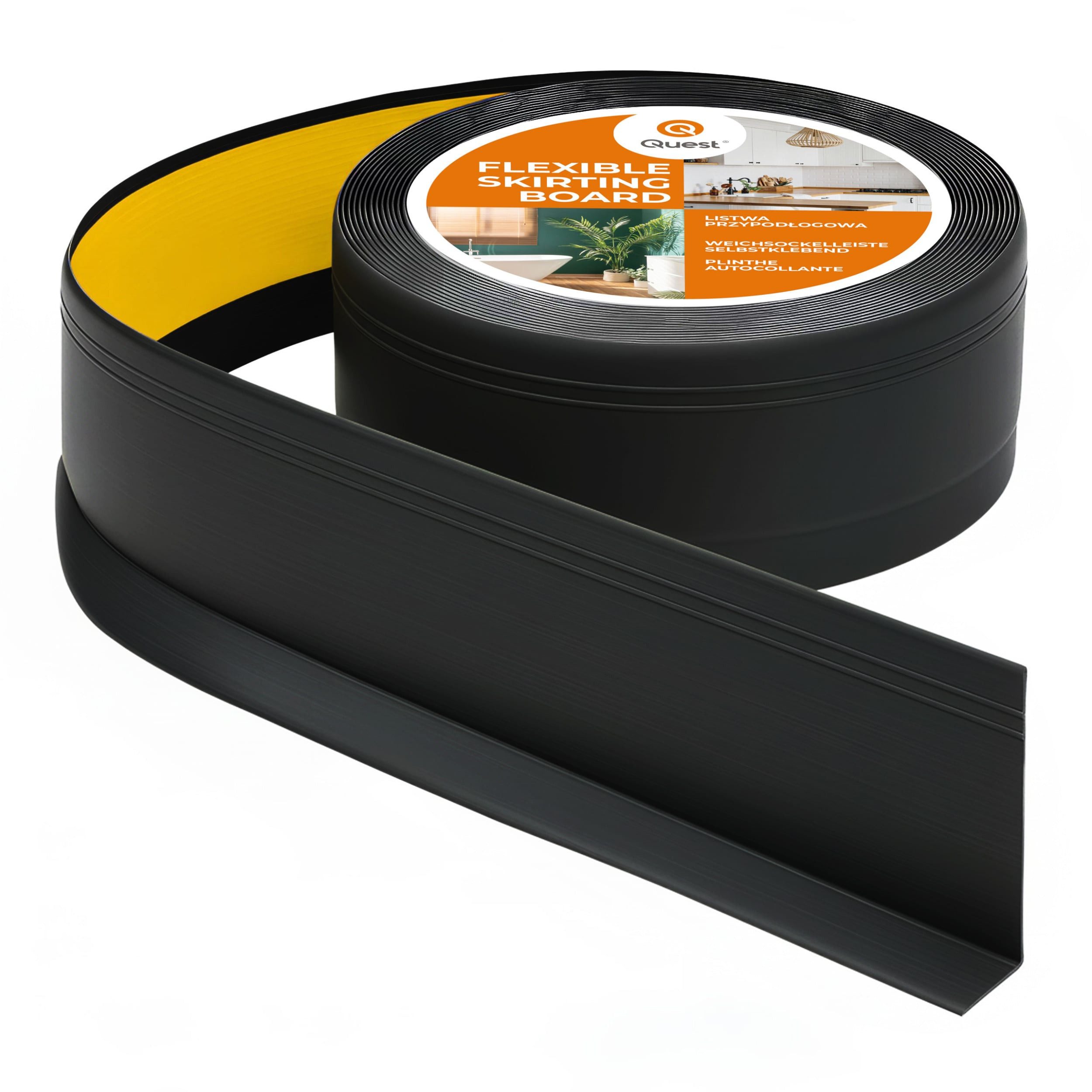 Quest Sockelleiste Weichsockelleiste Selbstklebend Dekor 70x20 mm, L: 500,00 cm, H: 7,00 cm, Packung, 1-St., wasserfest, UV-beständig, für Küche & Bad