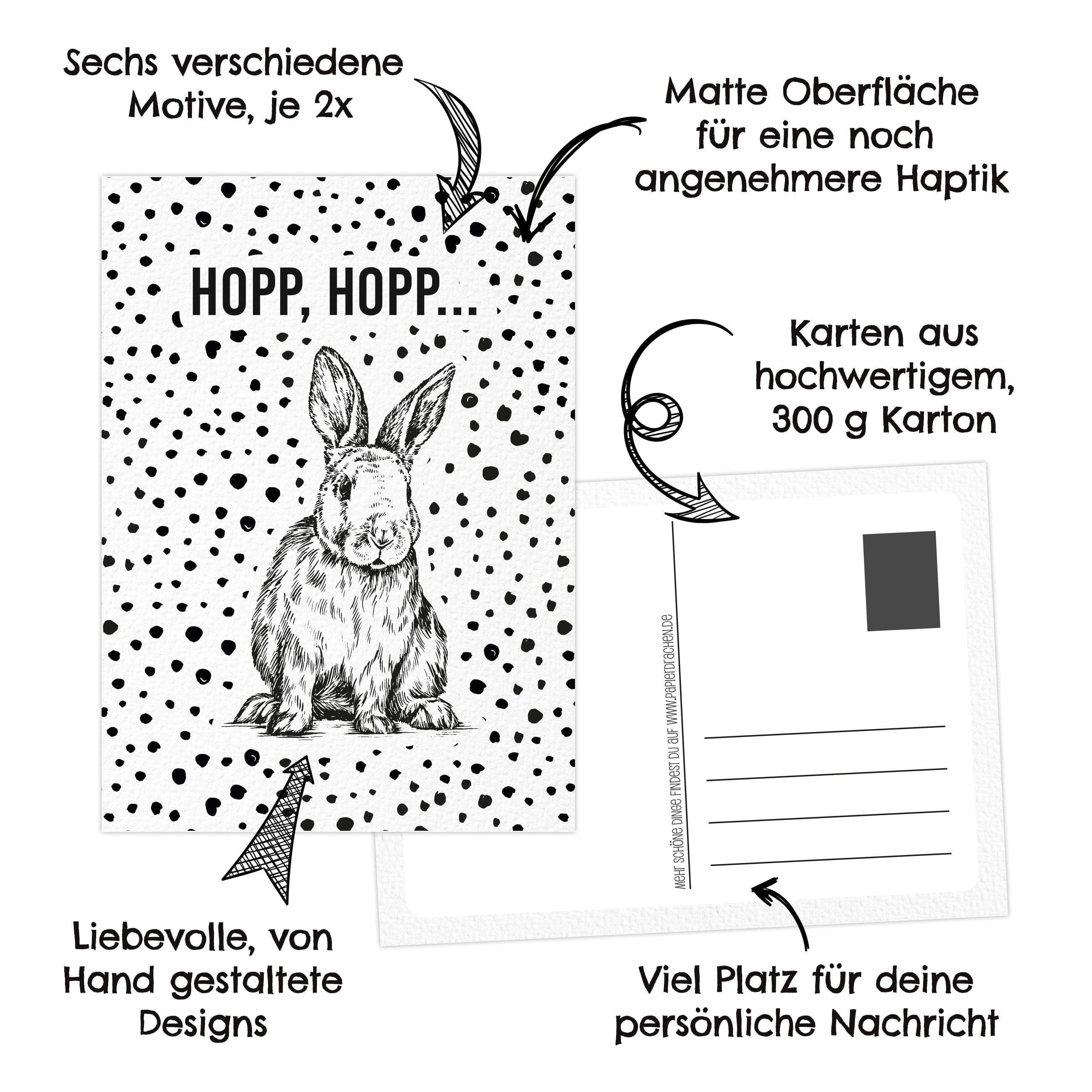 PAPIERDRACHEN Osterkarte Postkarten Set zu Ostern
