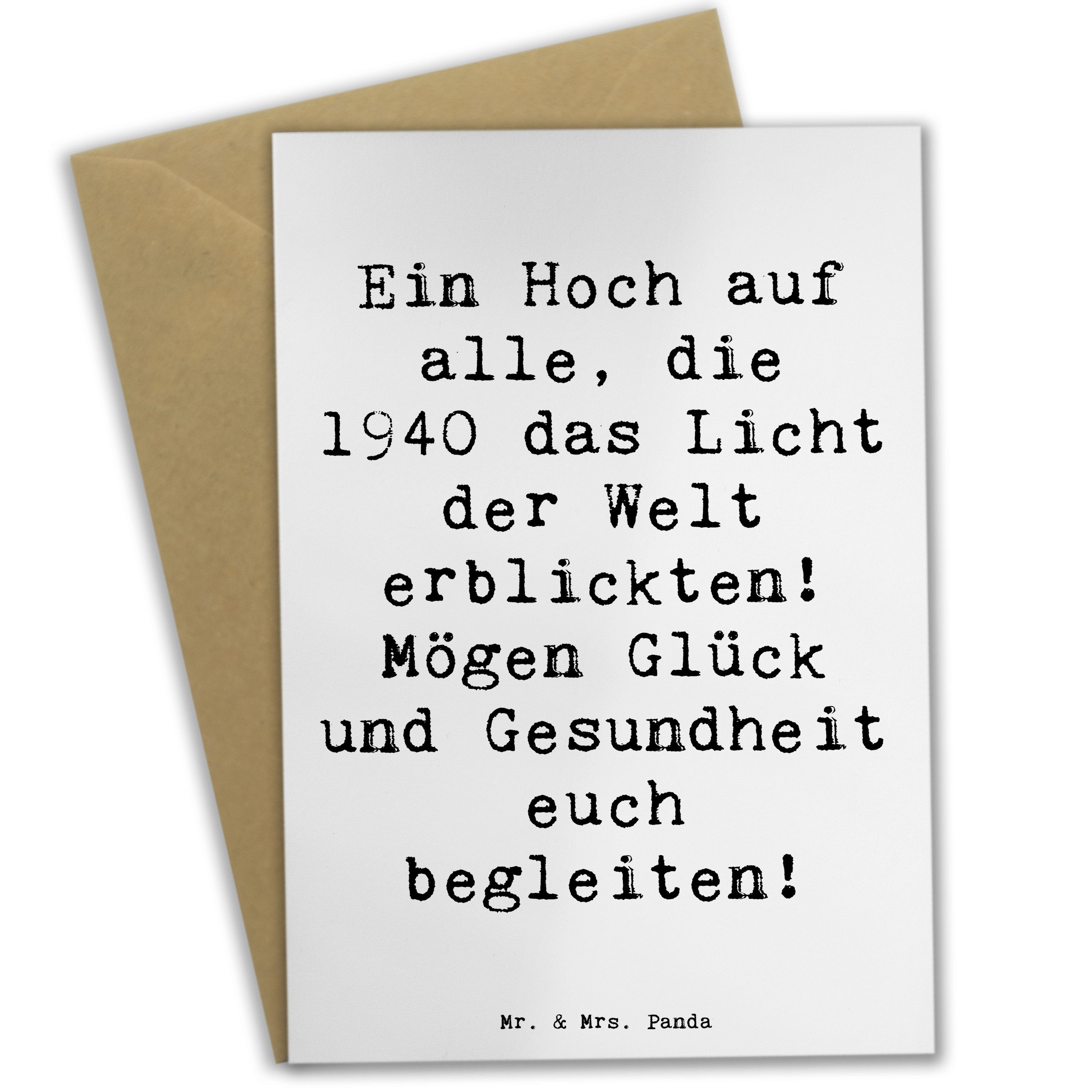 Grußkarte Spruch 1940 Geburtstag - Weiß - Geschenk, Jahrgang 1940 feiern, Gebor