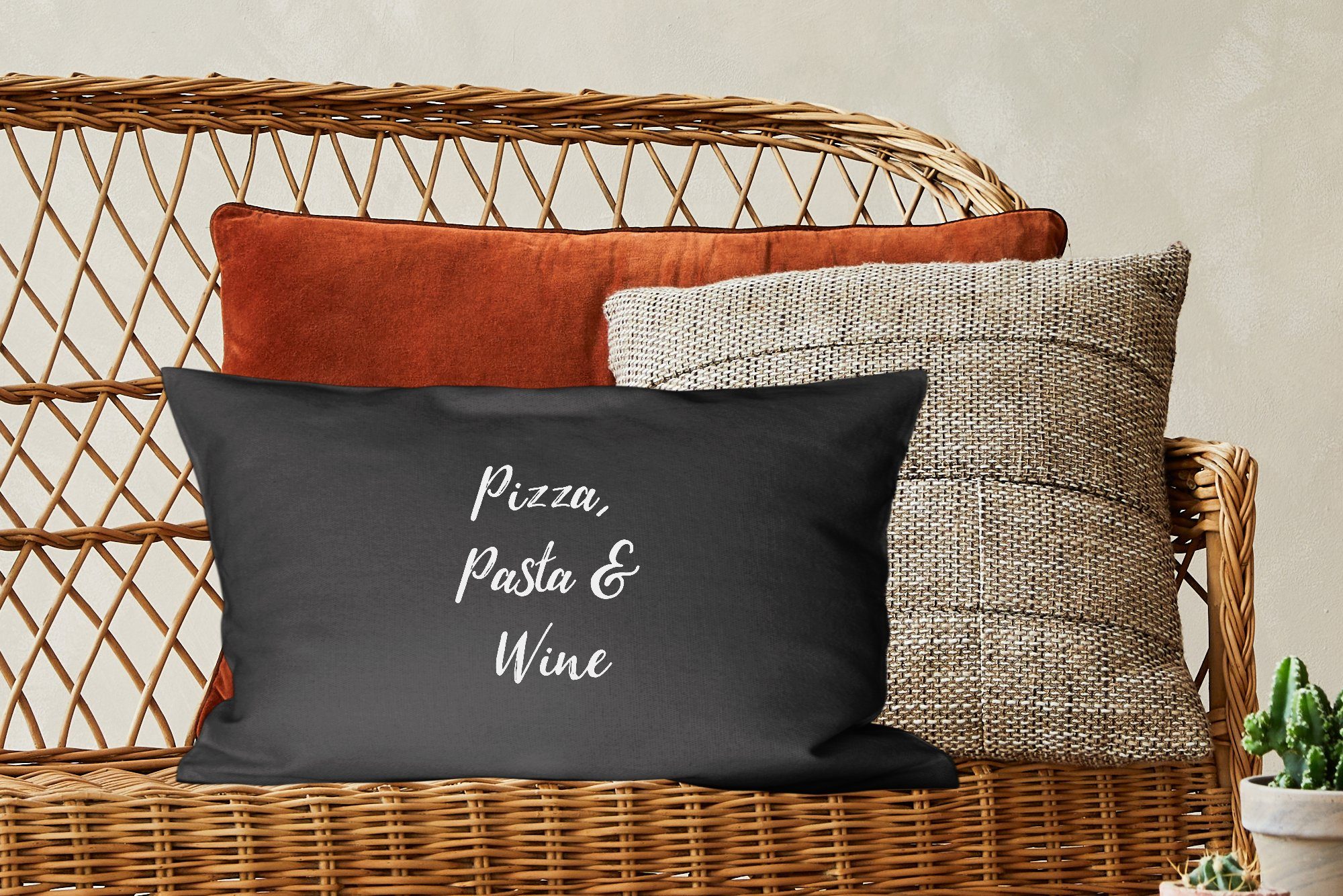 MuchoWow Dekokissen Zitate - Sprichwörter Pizza, - Wohzimmer Dekoration, - Schlafzimmer Weinliebhaber Zierkissen, & mit Füllung, Wein, Dekokissen Pasta