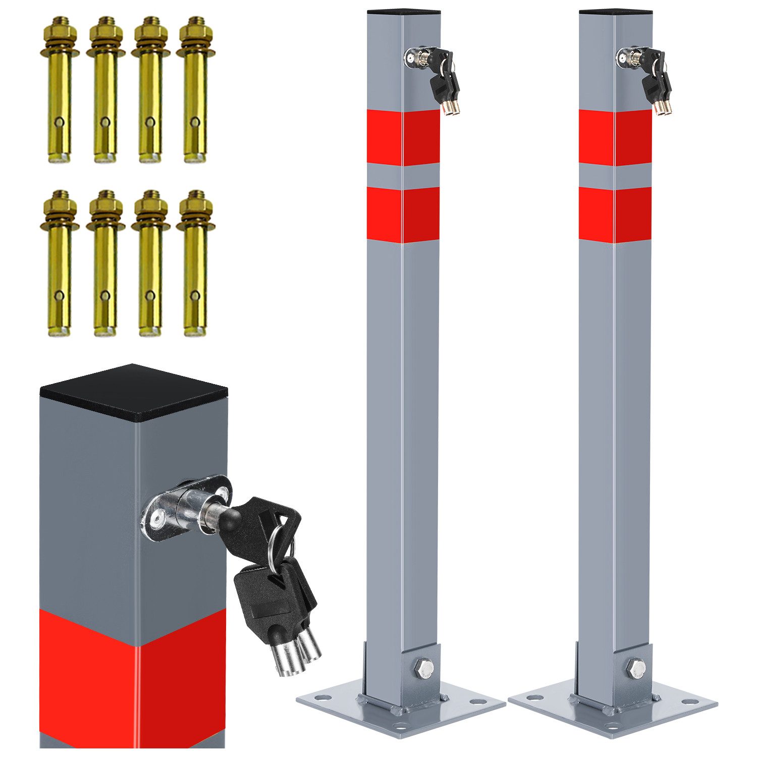 Absperrpfosten Absperrpfosten 66cm Parkplatzsperre Klappbar Feuerwehrpfosten (2-tlg)