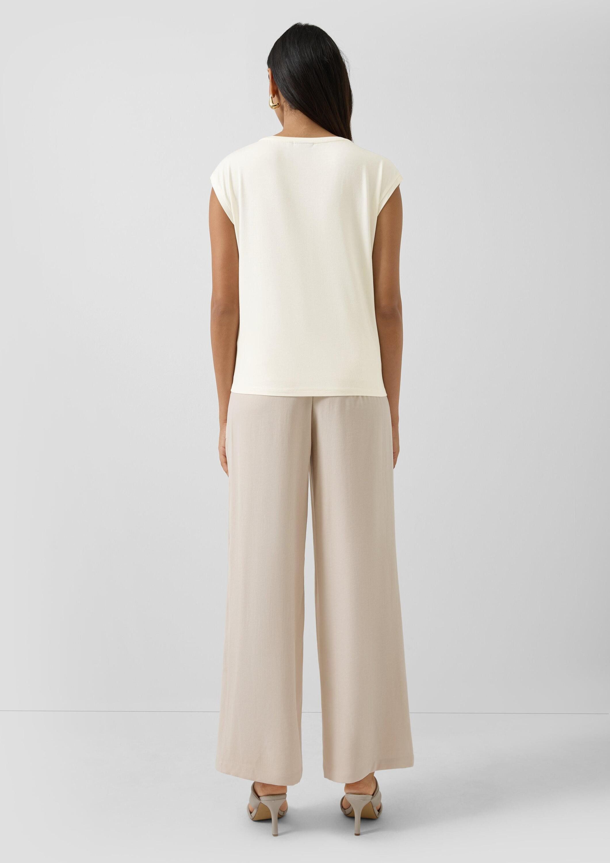 s.Oliver Kurzarmshirt T-Shirt Ärmelloses Blusenshirt mit floralem Mesh-Layer