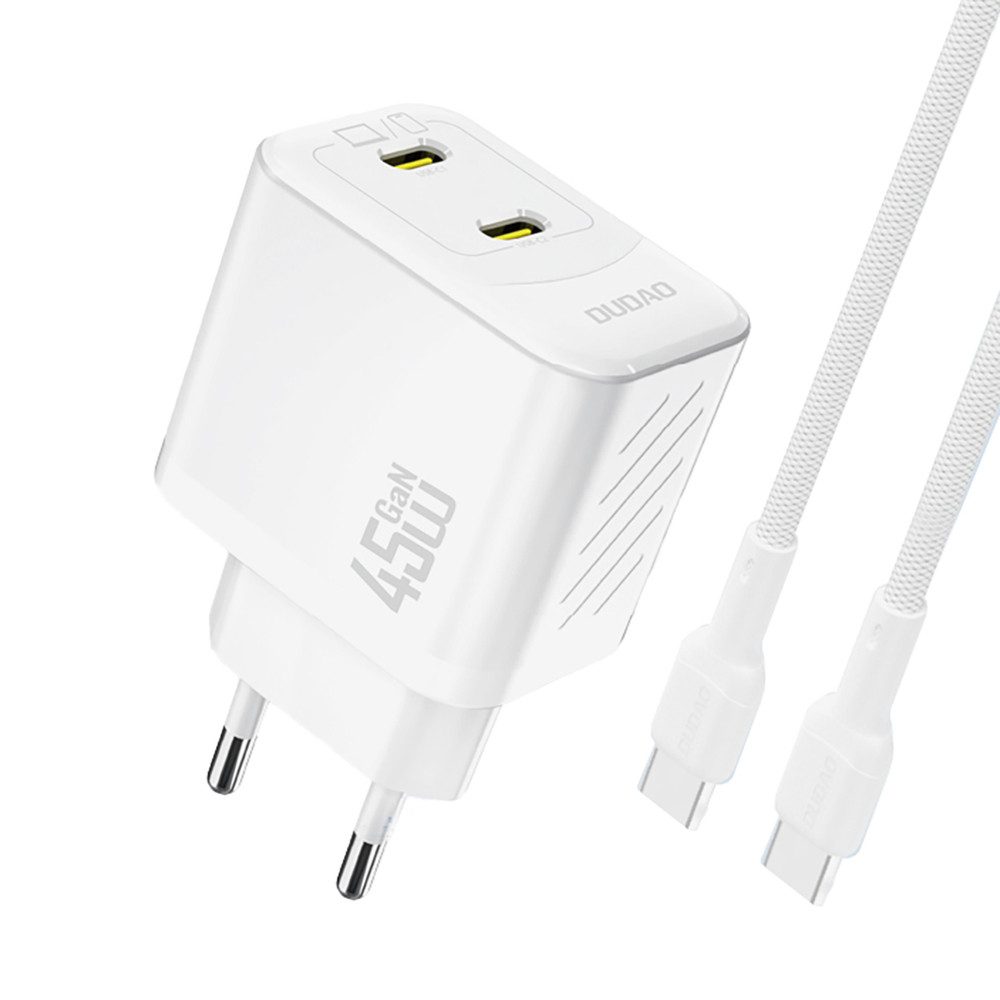 Dudao GaN Netzteil USB-Ladegerät (Spar-Set, 1-tlg., GaN-Technologie, Power Delivery, 45 W, 2x USB-C)