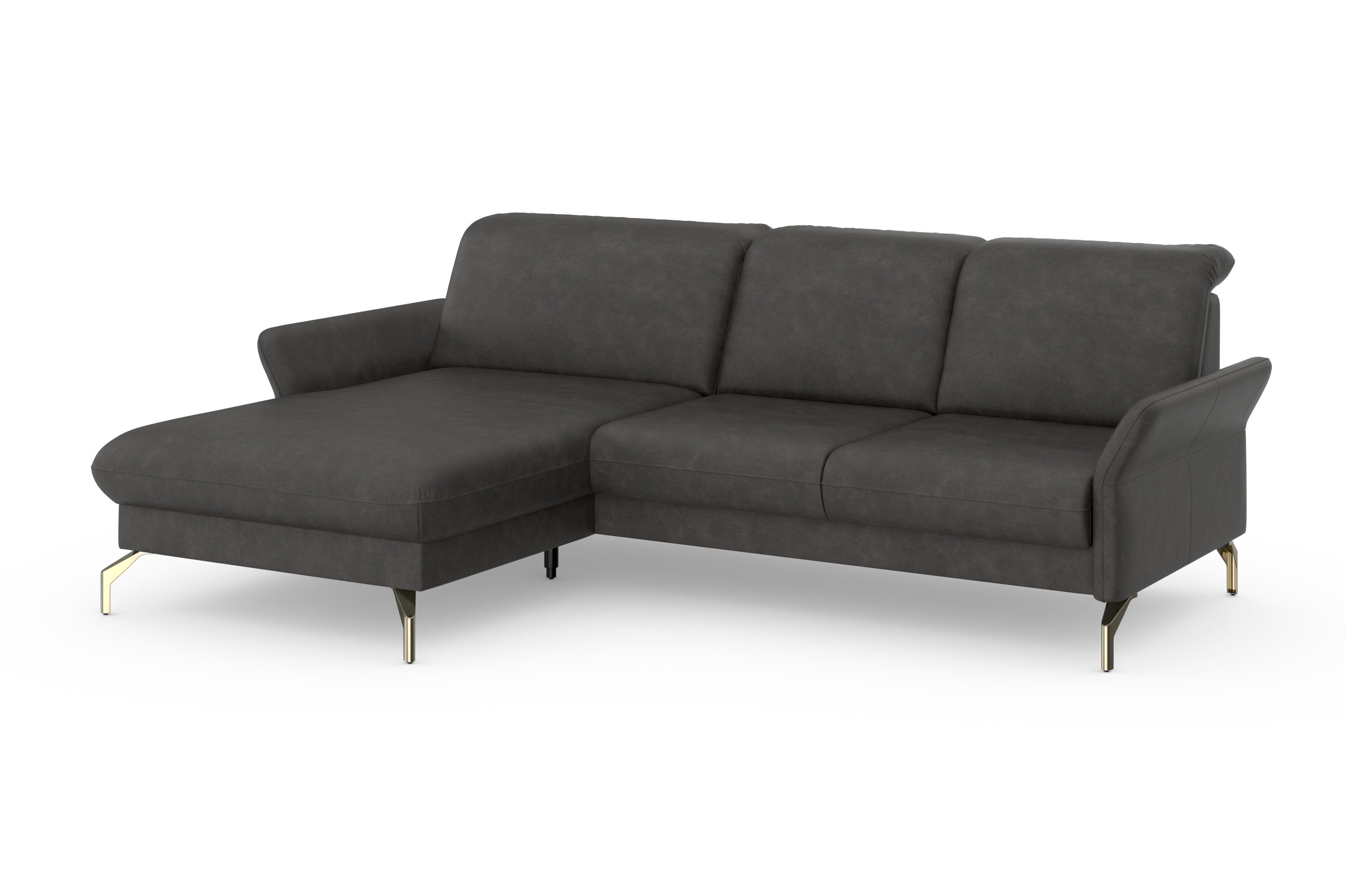 sit&more Ecksofa Fashion, wahlweise mit Vorziehsitz, Kopfteilverstellung, motorisch, Nickelfüße