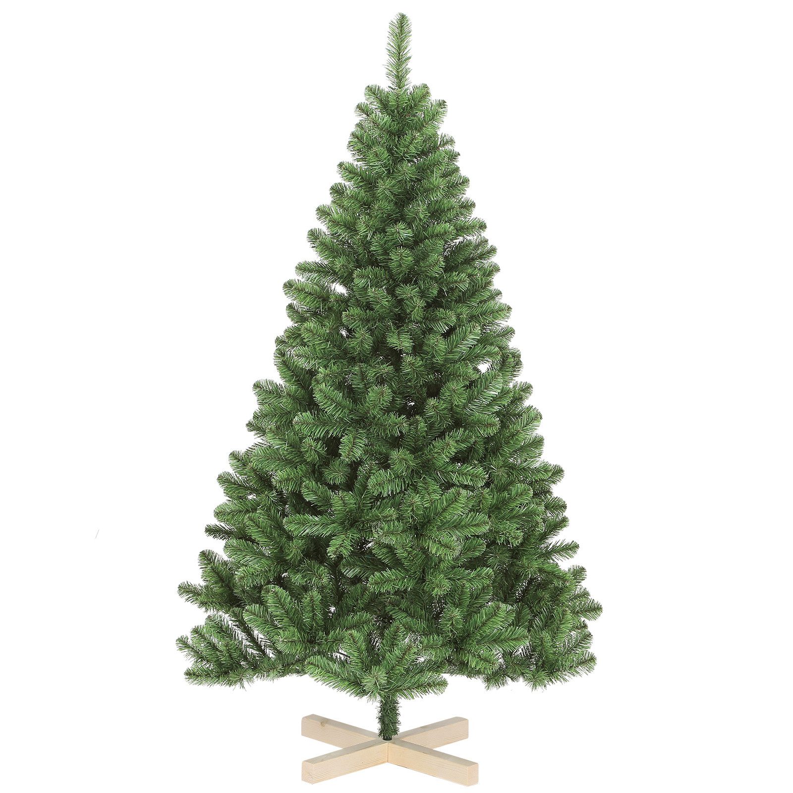 Salcar Künstlicher Weihnachtsbaum Künstlicher Tannenbaum mit Holzständer, Christbaum PVC Nadeln, Nordmanntanne, 150 cm mit 389 PVC-Zweigen, Baumdurchmesser: ca. 94 cm