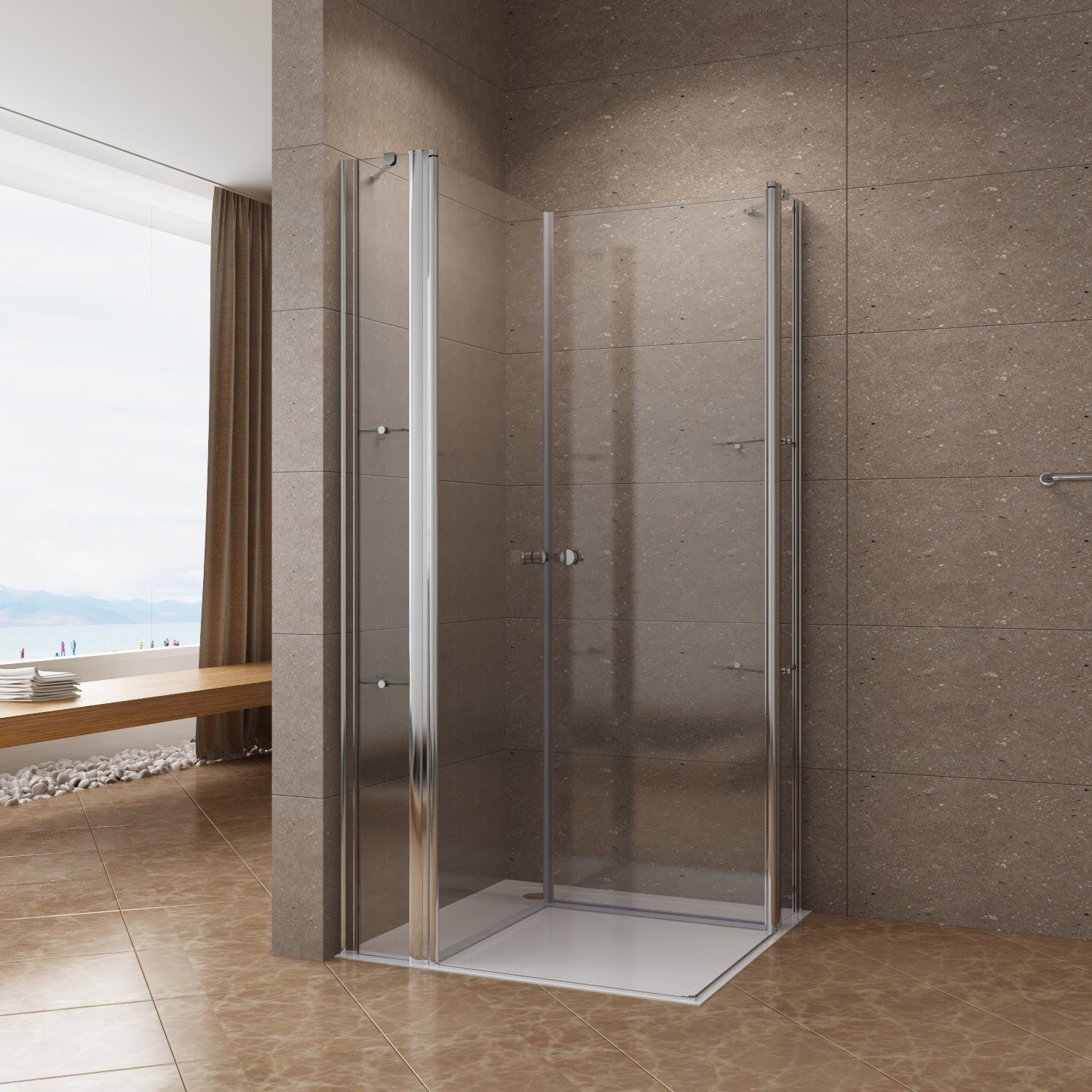 AQUABATOS Eckdusche Eckeinstieg Duschabtrennung Duschkabine mit Drehtür Glas-Dusche, BxT: 100x100 cm, 6 mm ESG-Sicherheitsglas