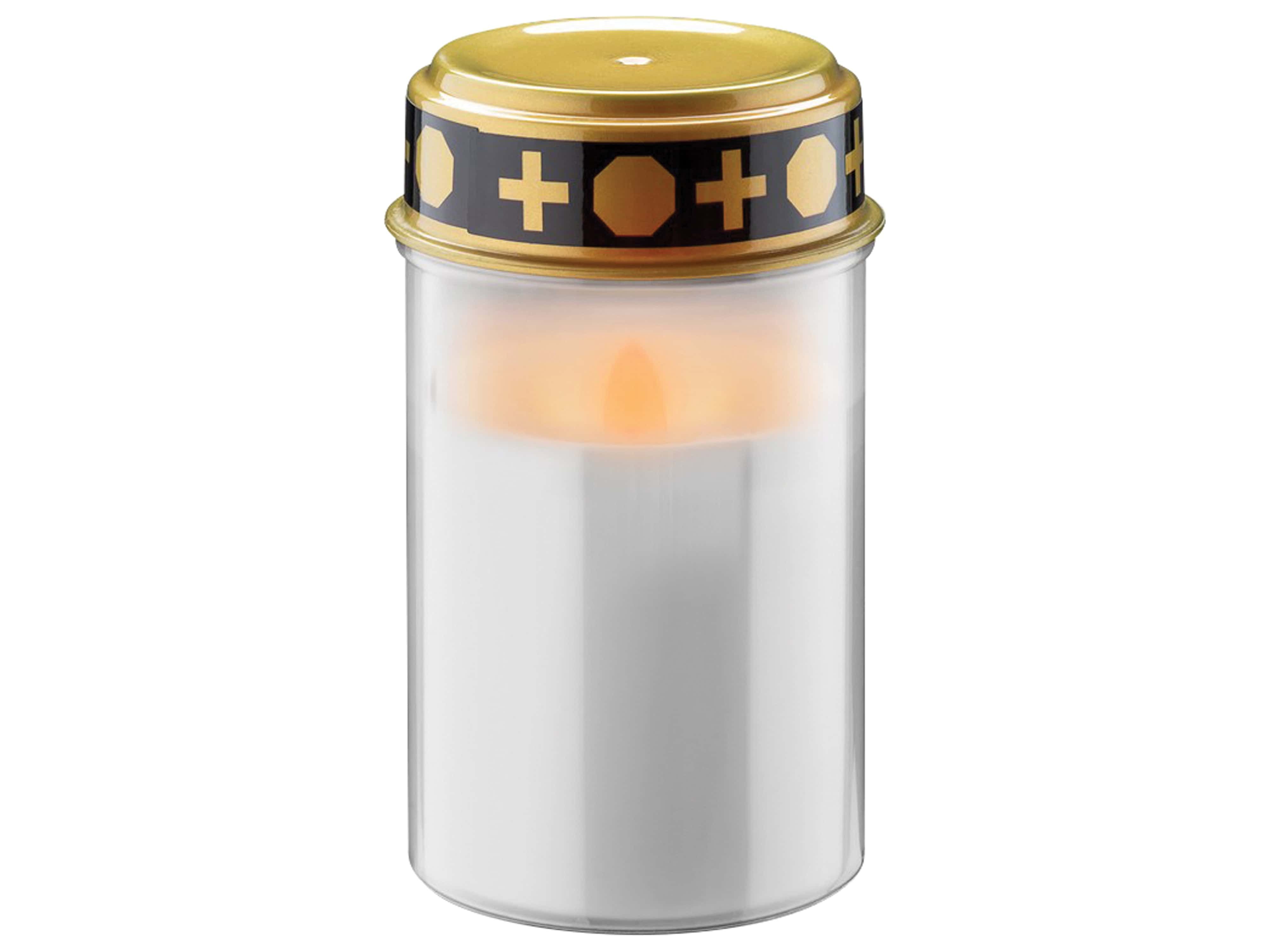 Kerzenständer GOOBAY LED-Grablicht, Weiß-Gold, mit