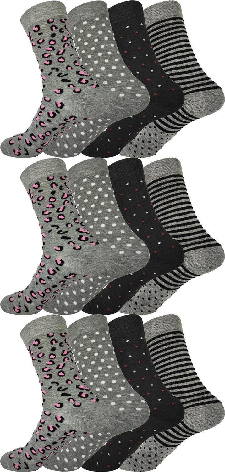 EloModa Freizeitsocken 12 Paar Damen Socken mit Muster Baumwolle; 35-38 39-42 (12-Paar) 12 Paar, Mix11